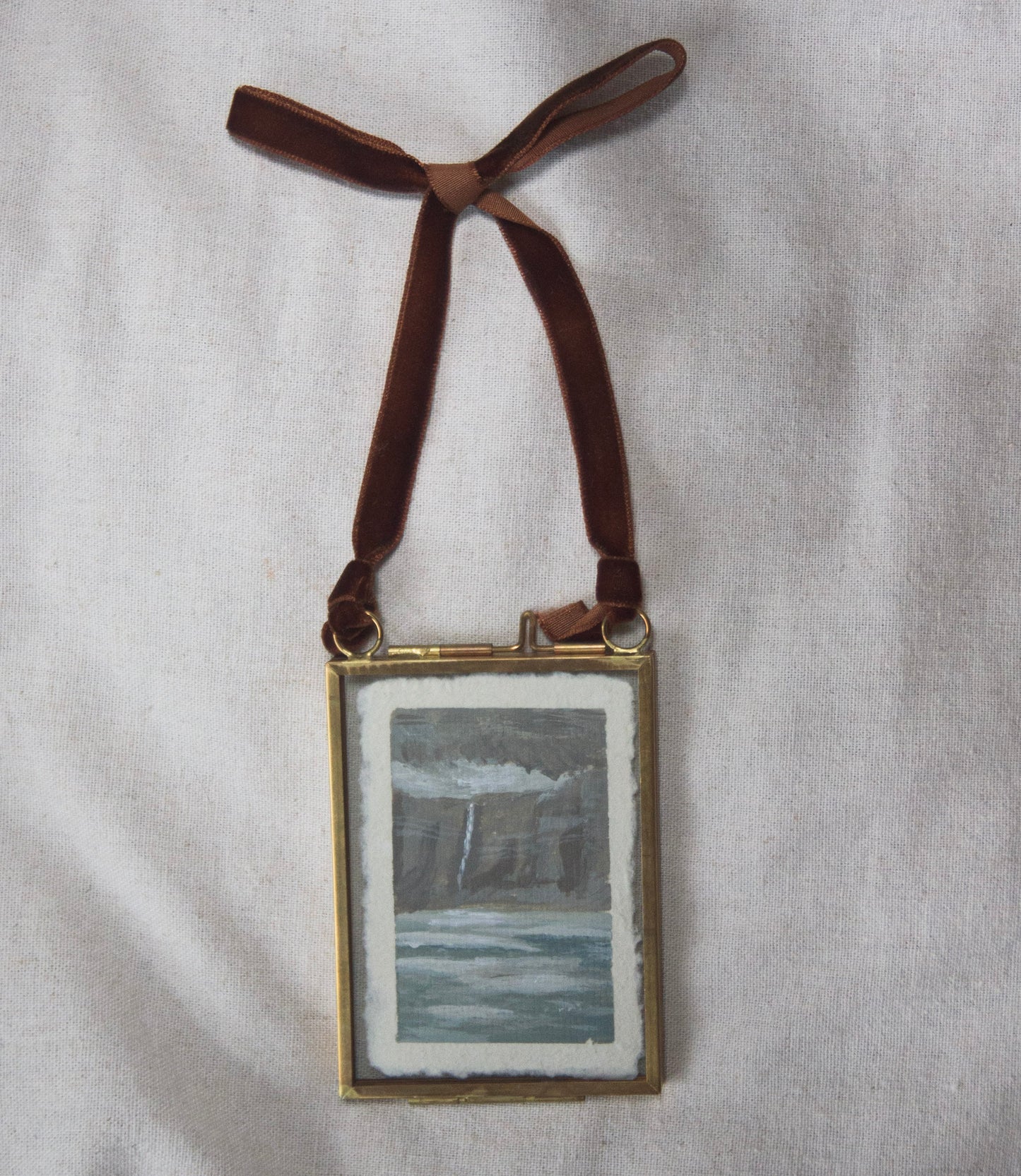 Framed Grinnell Glacier miniature painting from 'The Journey' National Park collection from Glacier National Park