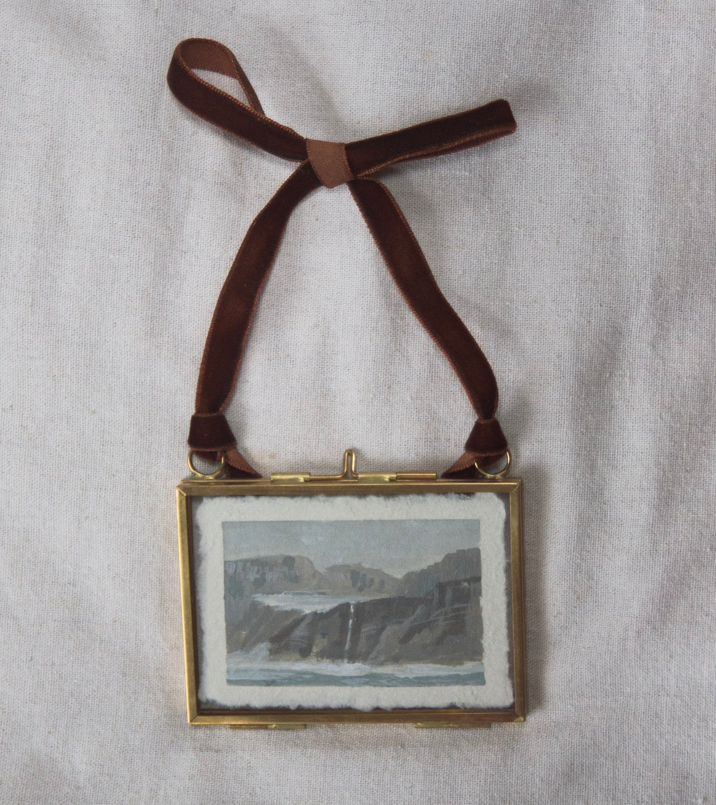 Framed with ribbon Grinnell Glacier miniature painting from 'The Journey' National Park collection