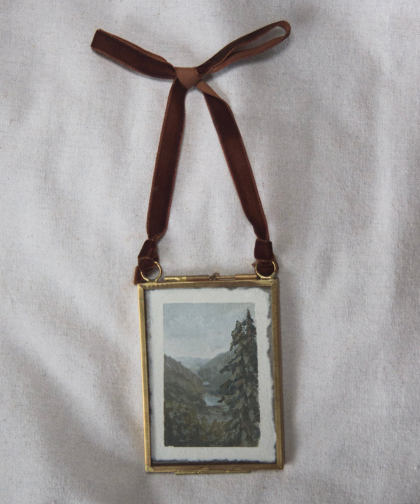 Framed Grinnell Lake miniature painting from 'The Journey' National Park collection