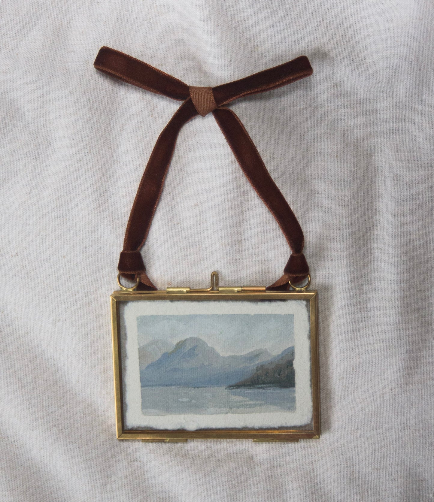 Framed with ribbon Lake McDonald miniature painting from 'The Journey' National Park collection