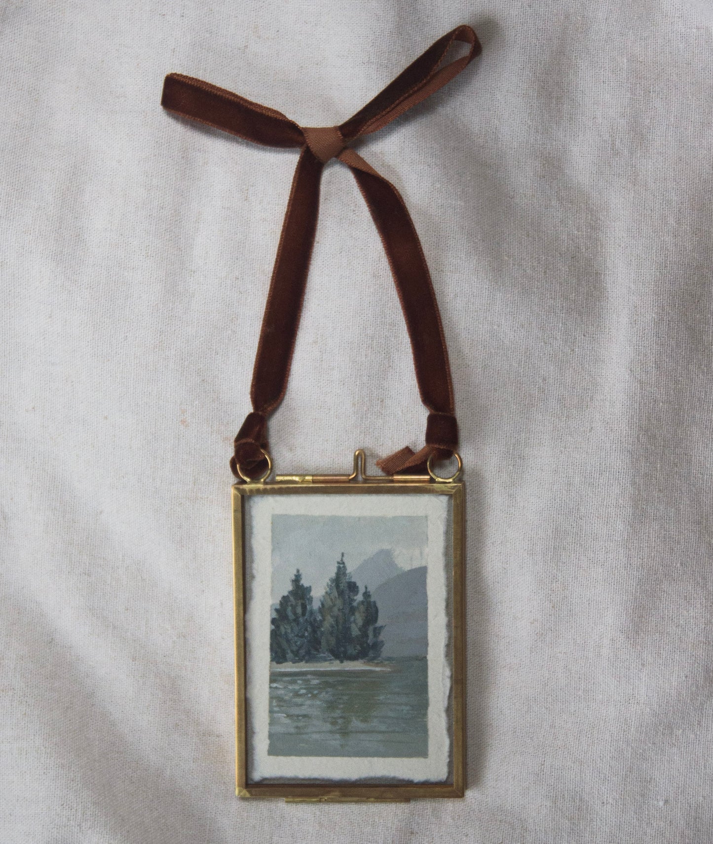 Framed Lake McDonald miniature painting from 'The Journey' National Park collection painted in Glacier