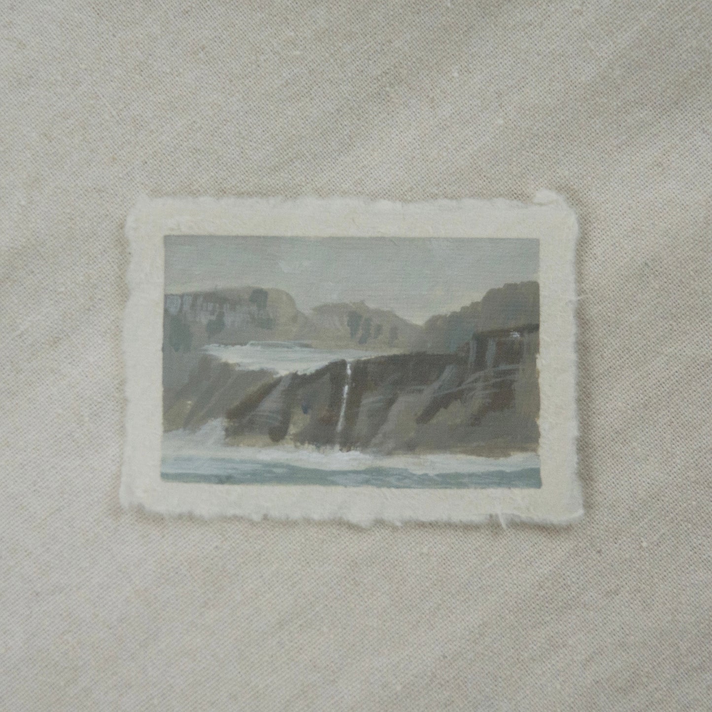 Grinnell Glacier miniature gouache painting from Glacier National Park by Laura Van Moorleghem