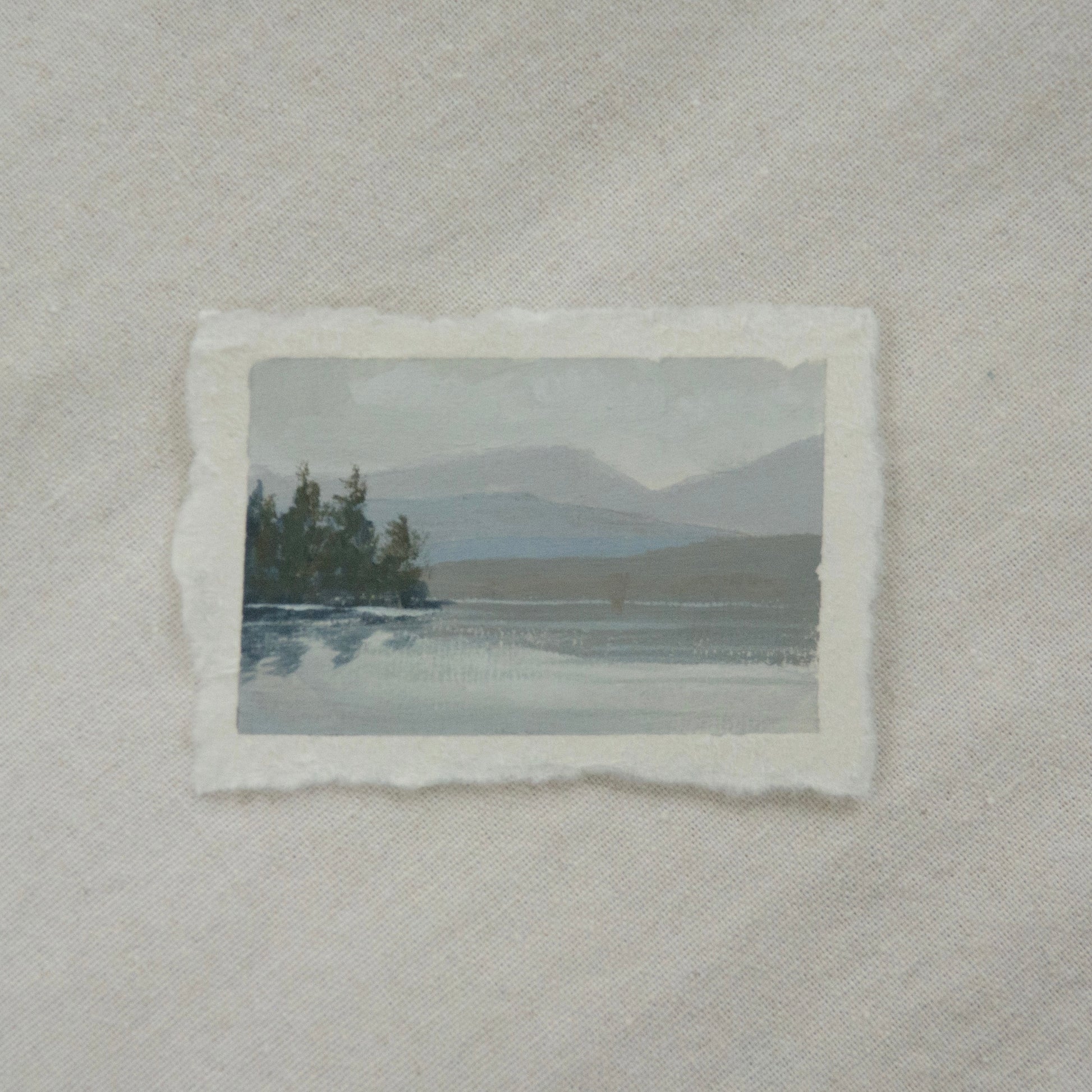 Lake McDonald  miniature acrylic original painting from Glacier National Park by Laura Van Moorleghem