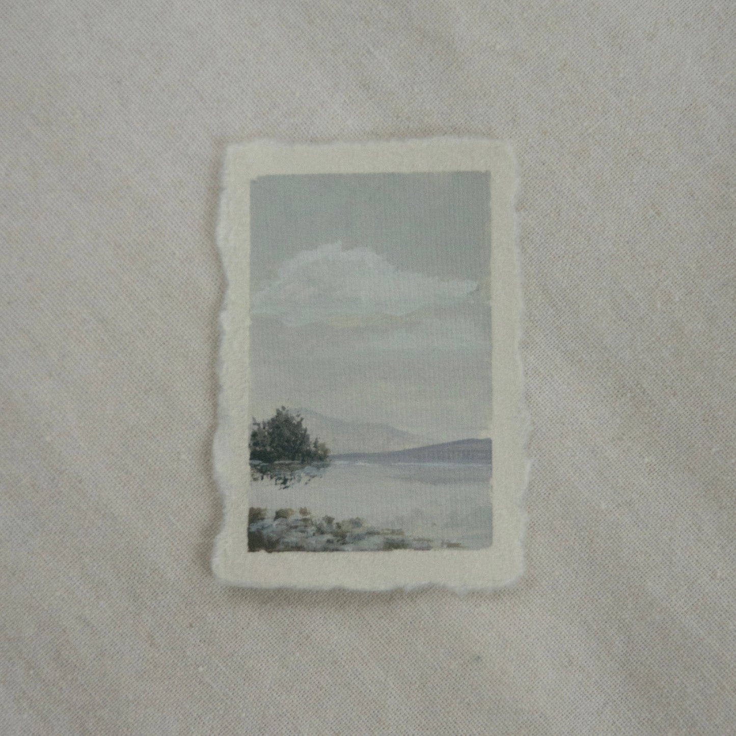 Glacier National Park, Lake McDonald miniature acrylic painting from Yellowstone National Park by Laura Van Moorleghem