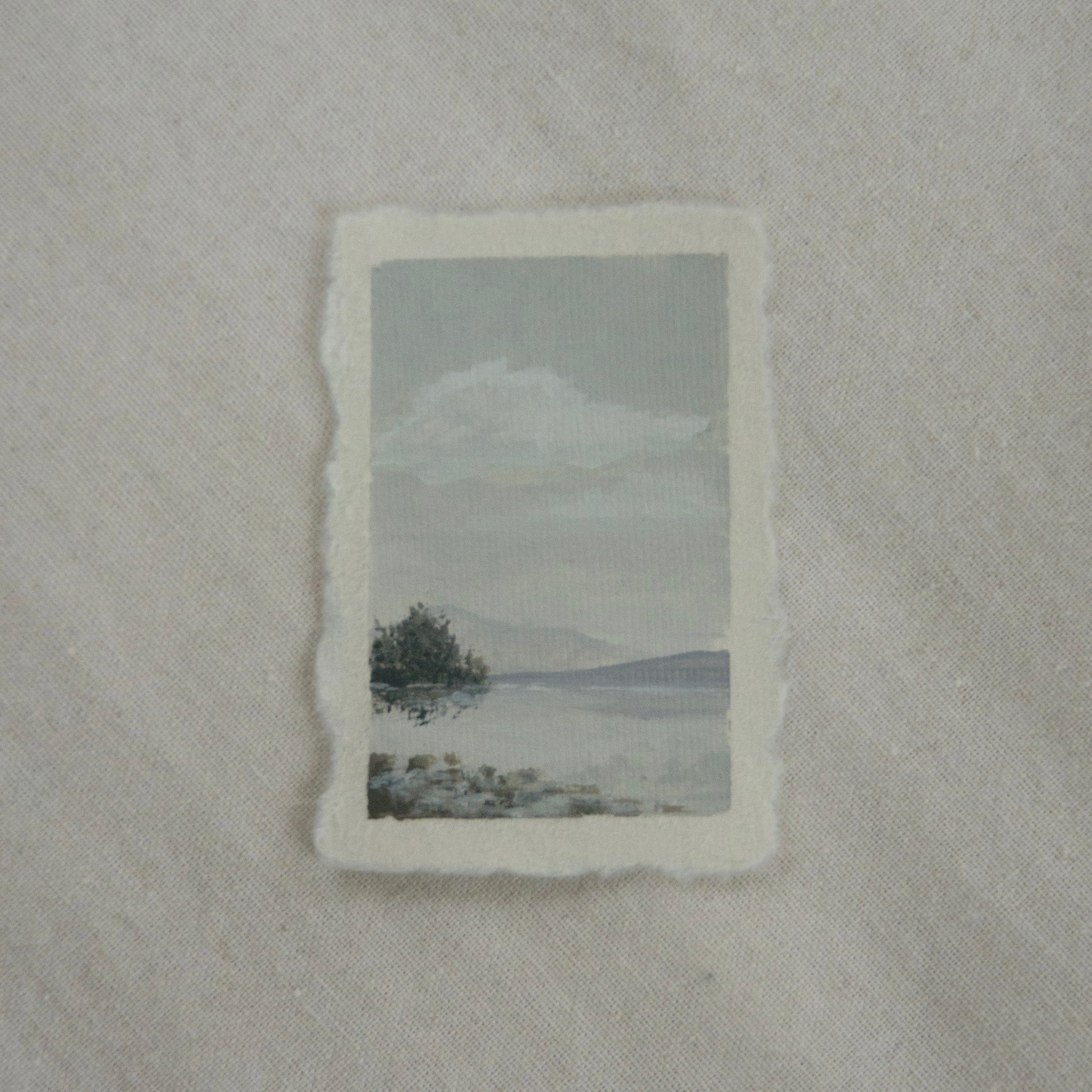 Glacier National Park, Lake McDonald miniature acrylic painting from Yellowstone National Park by Laura Van Moorleghem
