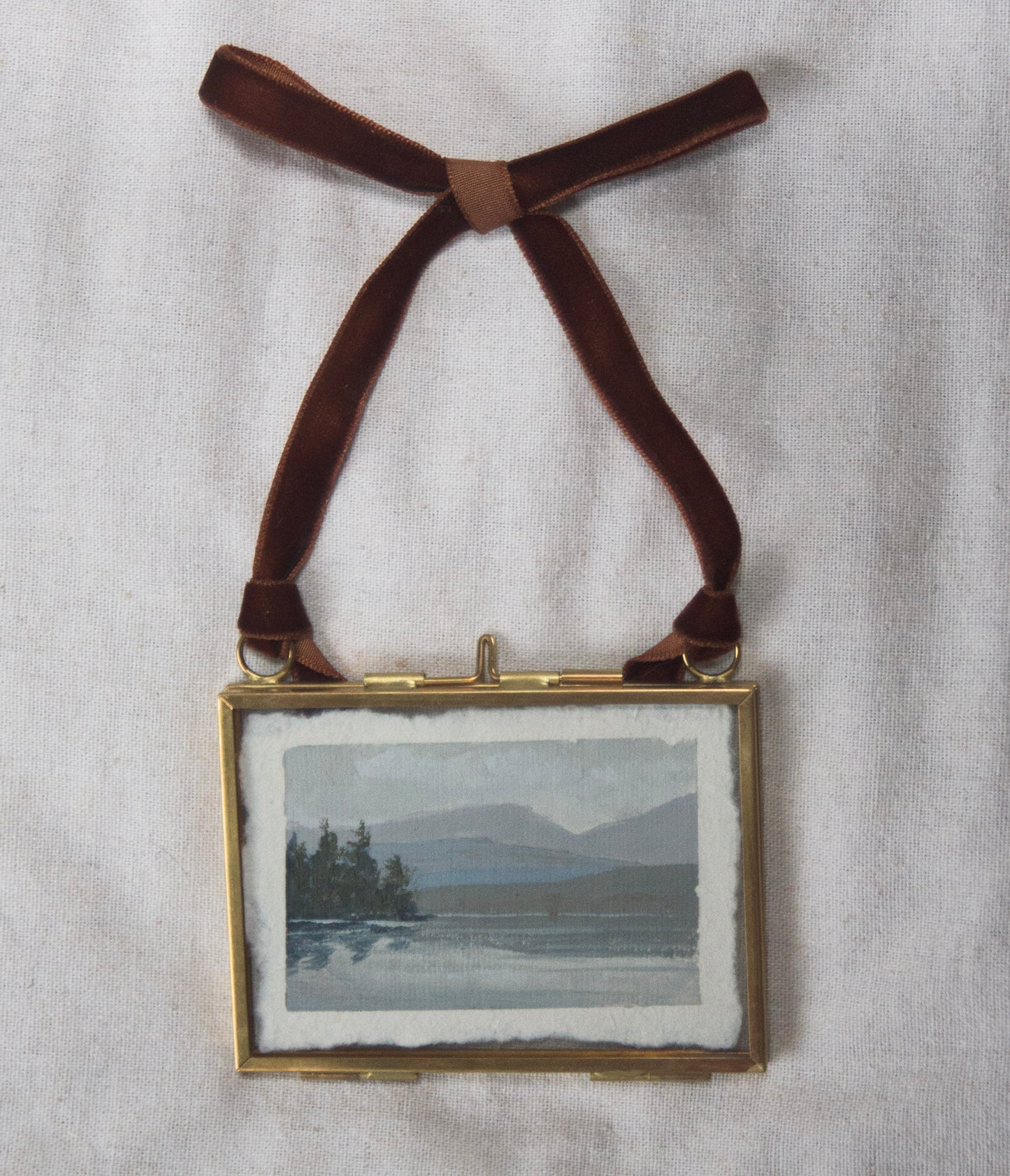 Framed Lake McDonald miniature original painting from 'The Journey' National Park collection from Glacier National Park