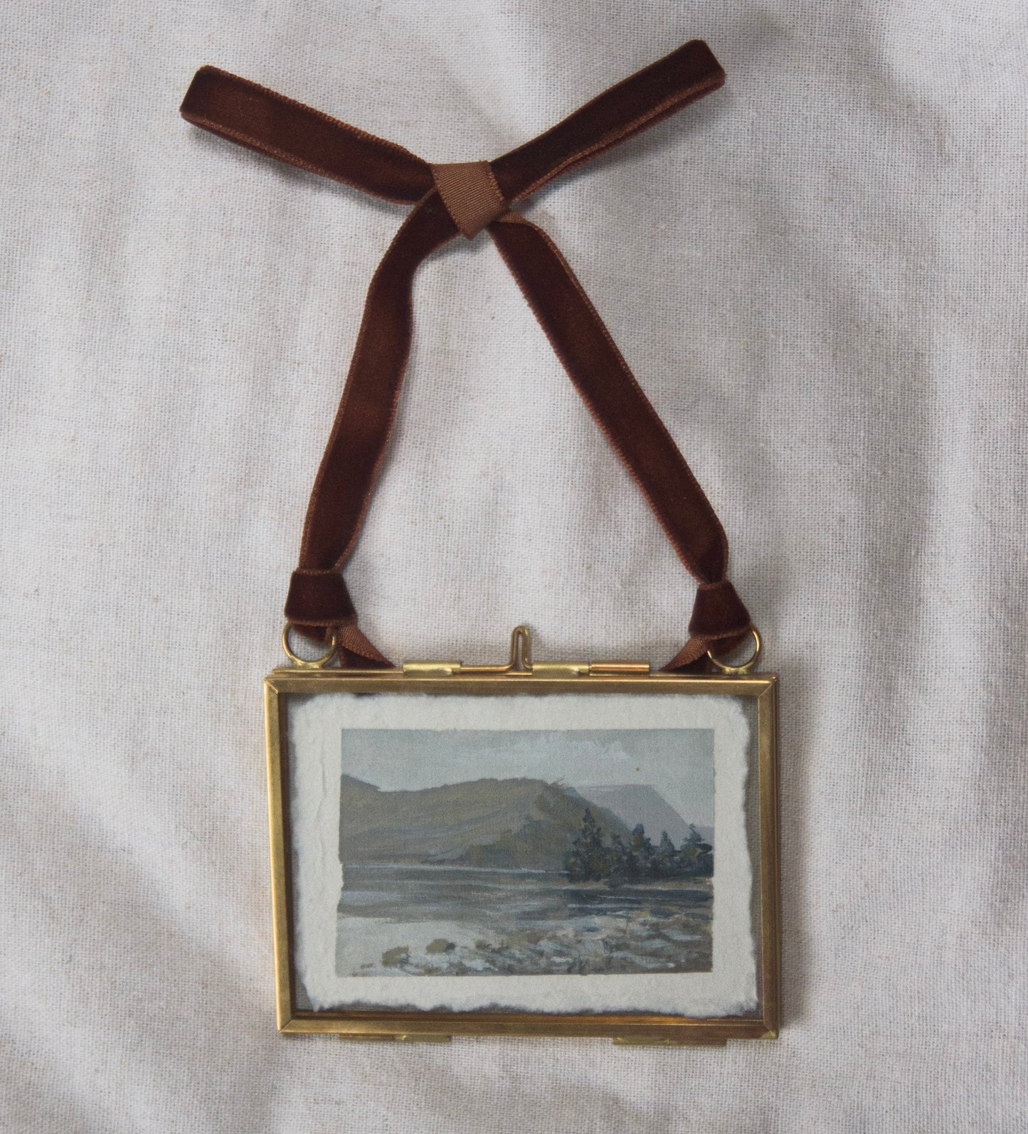 Framed with ribbon  miniature original painting from 'The Journey' National Park collection of Lake McDonald