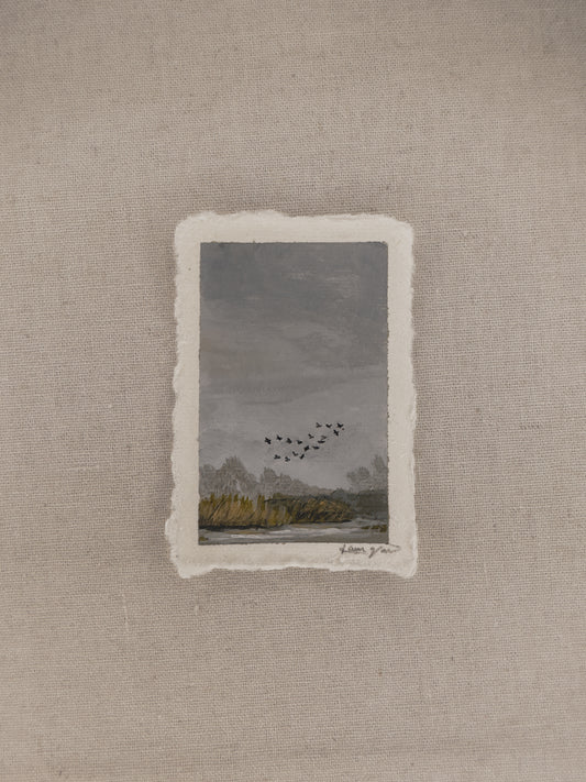 Nebraska with birds miniature acrylic painting from Nebraska by Laura Van Moorleghem 