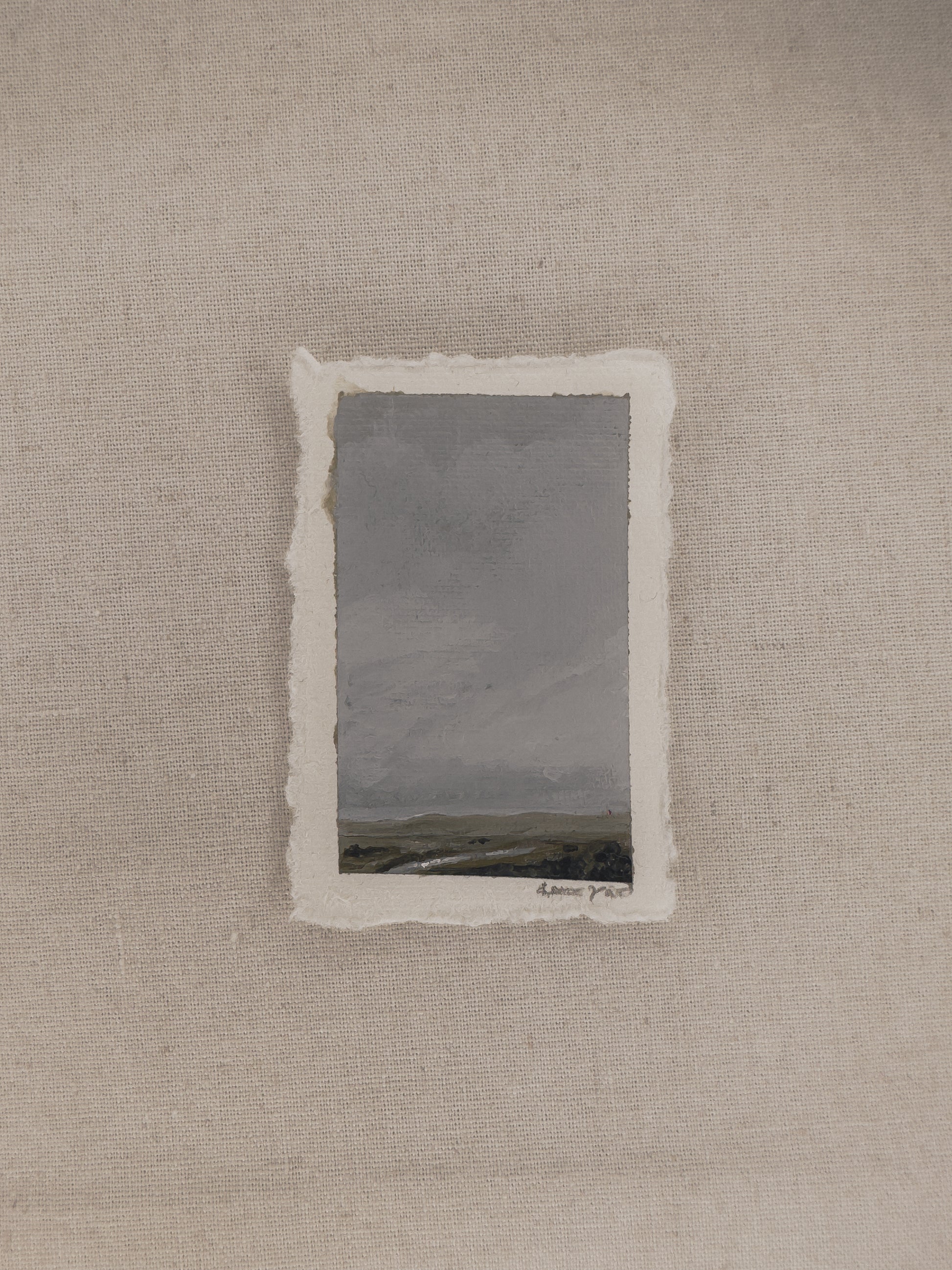 Nebraska river miniature acrylic painting by Laura Van Moorleghem during crane migration