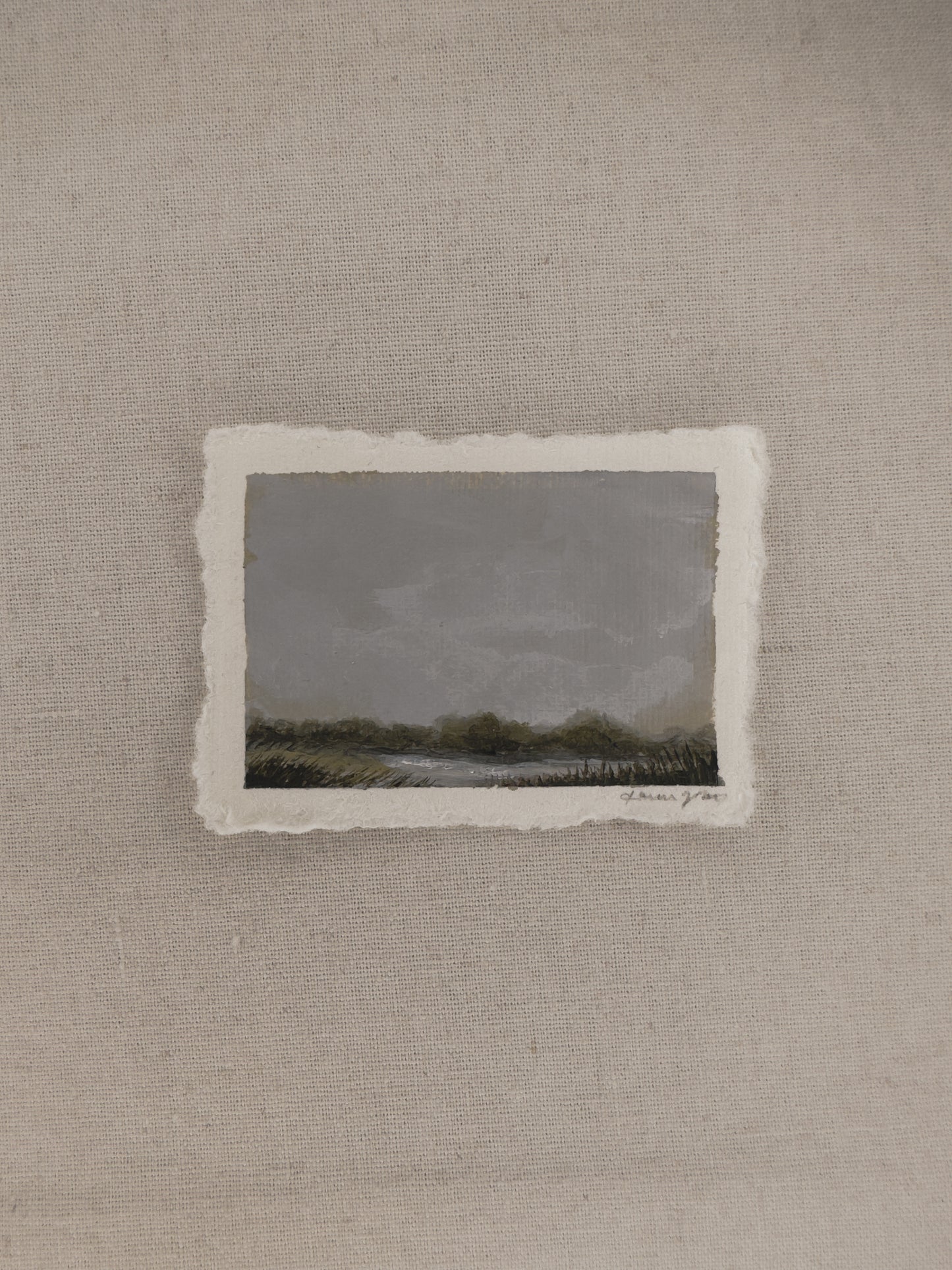 Nebraska Missouri River miniature acrylic painting by Laura Van Moorleghem