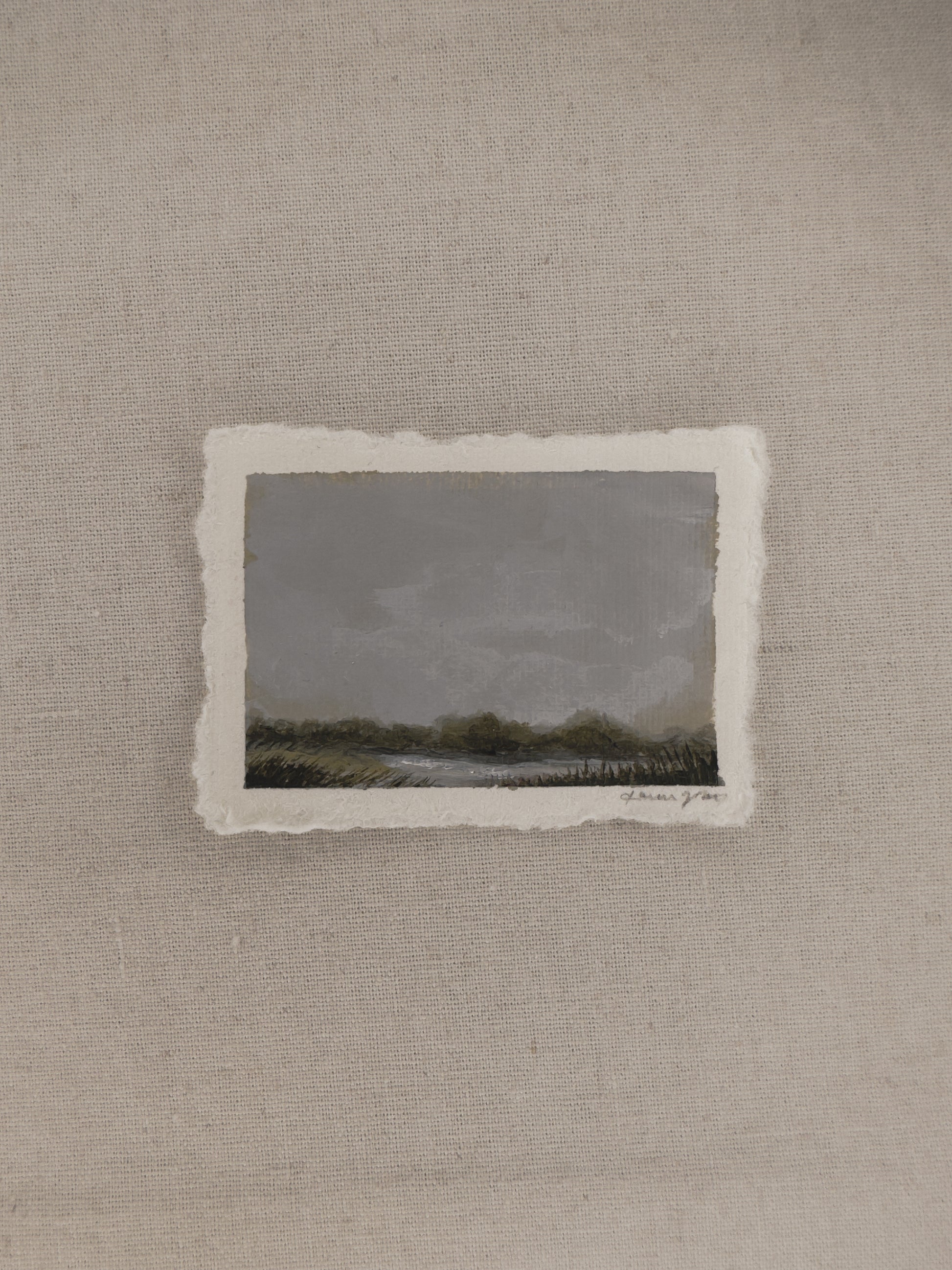 Nebraska Missouri River miniature acrylic painting by Laura Van Moorleghem
