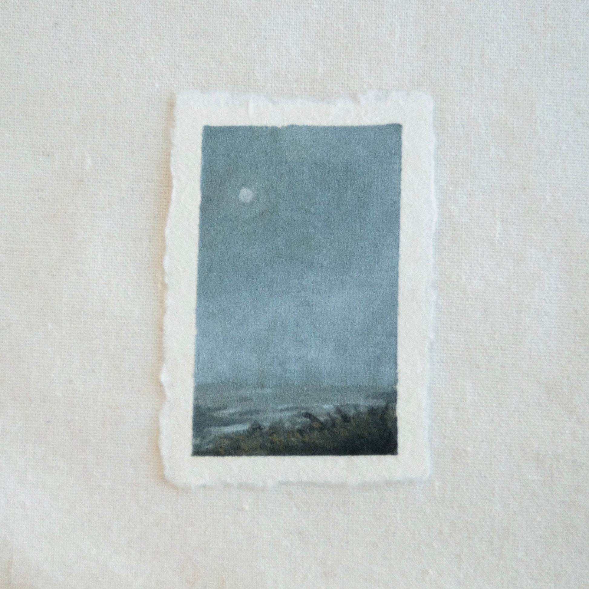 Point reyes oceanscape in moonlight miniature acrylic painting from Point Reyes National Seashore by Laura Van Moorleghem