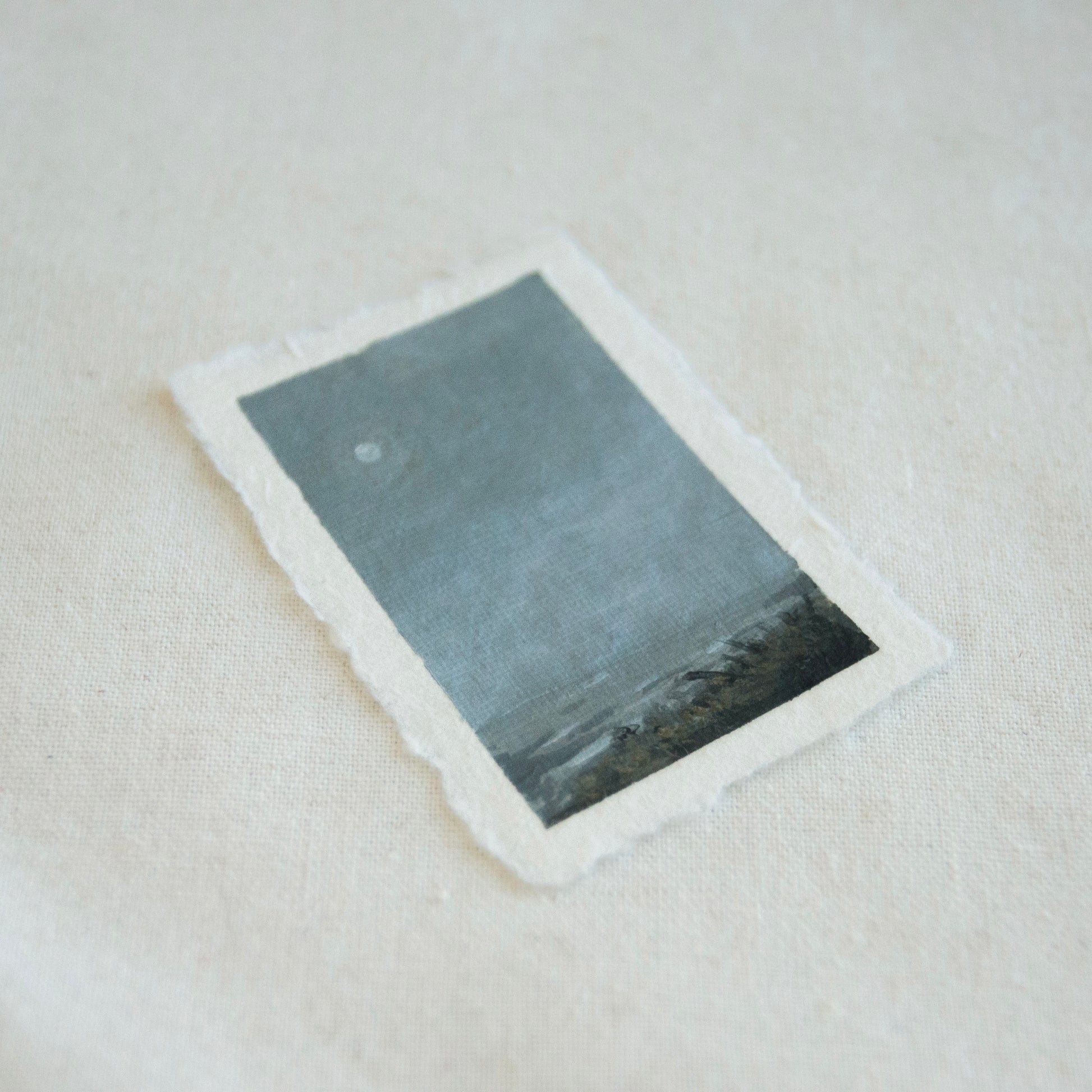 Side profile of ocean overlook at Point Reyes National Seashore painting on deckled edge 100% cotton rag paper