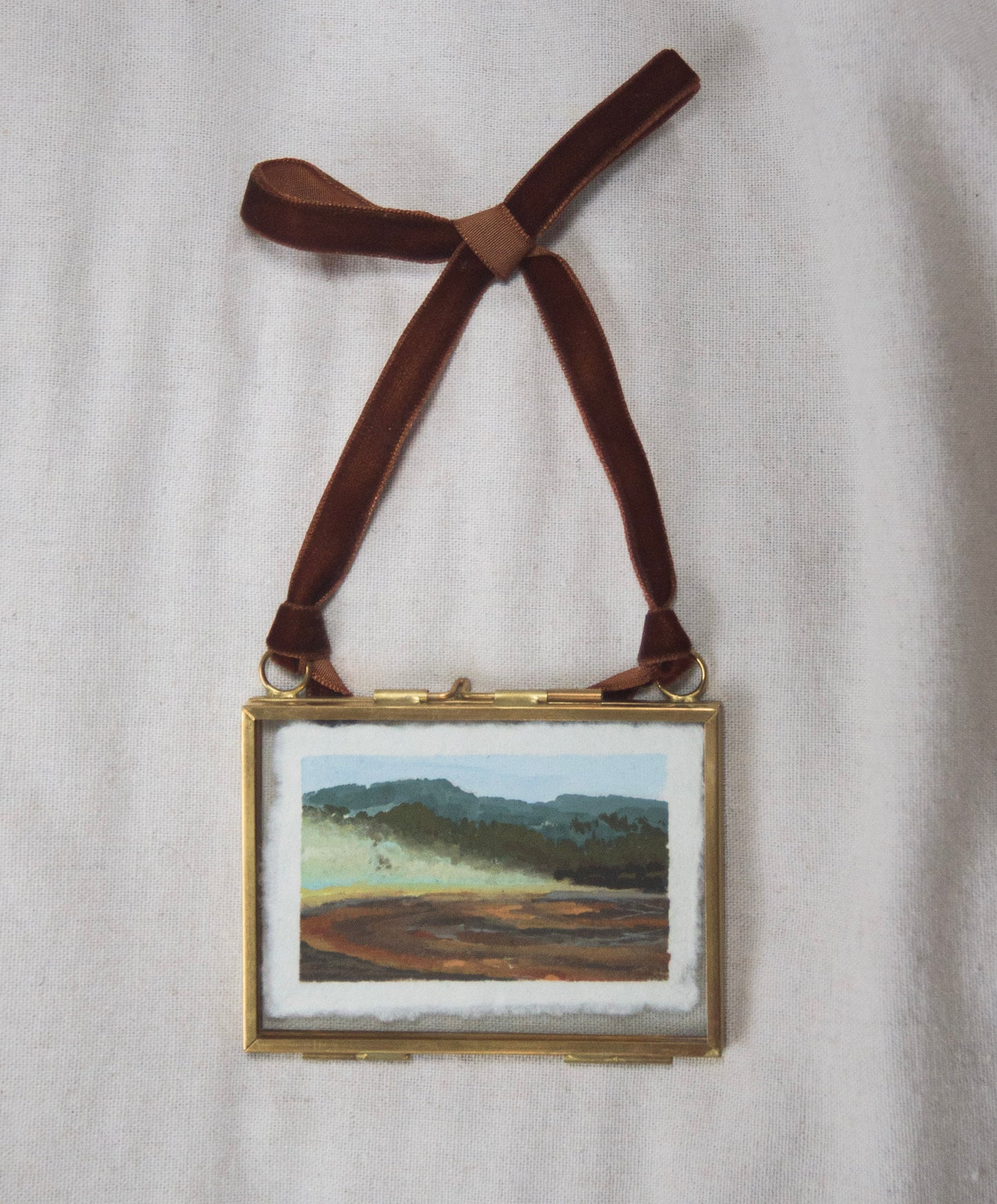 Framed with ribbon Rainbow Hot Spring miniature painting from 'The Journey' National Park collection