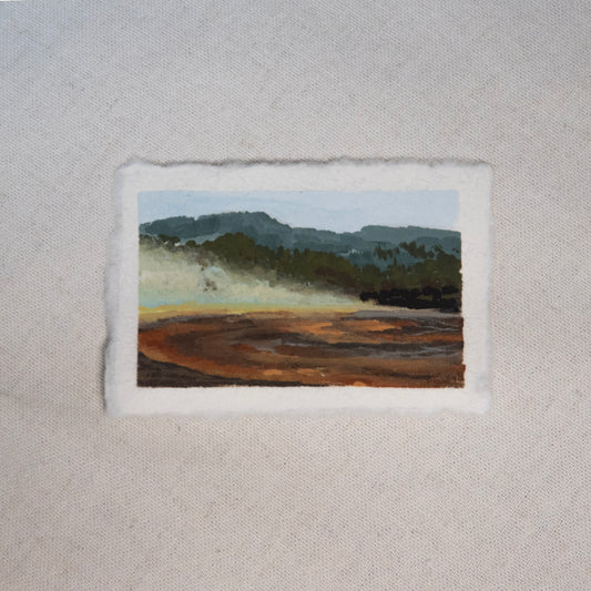 Rainbow Hot Spring miniature gouache painting from Yellowstone National Park by Laura Van Moorleghem