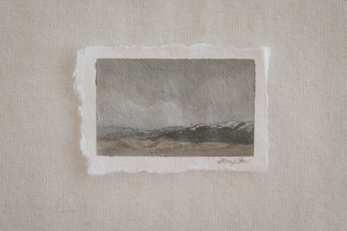 Great Sand Dunes and Sangre de Cristo Mountains miniature gouache painting from Great Sand Dunes National Park by Laura Van Moorleghem