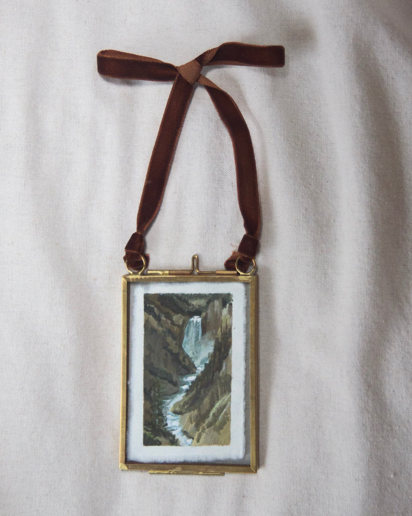 Framed miniature painting of Artist point in Yellowstone National Park from 'The Journey' collection.