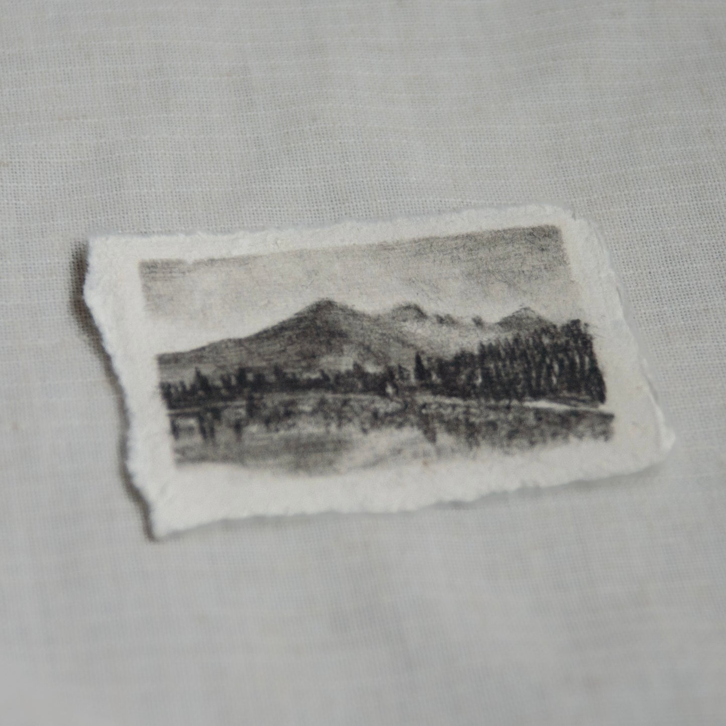 side view of a charcoal showcasing the bear lake in Rocky mountain national park