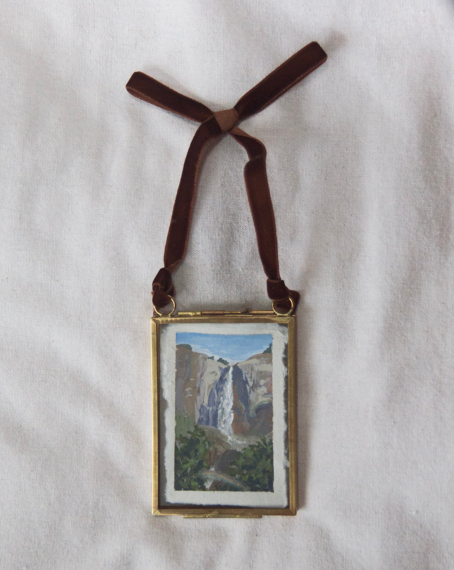 Framed Bridalveil Falls miniature painting from 'The Journey' National Park collection from Yosemite National Park 
