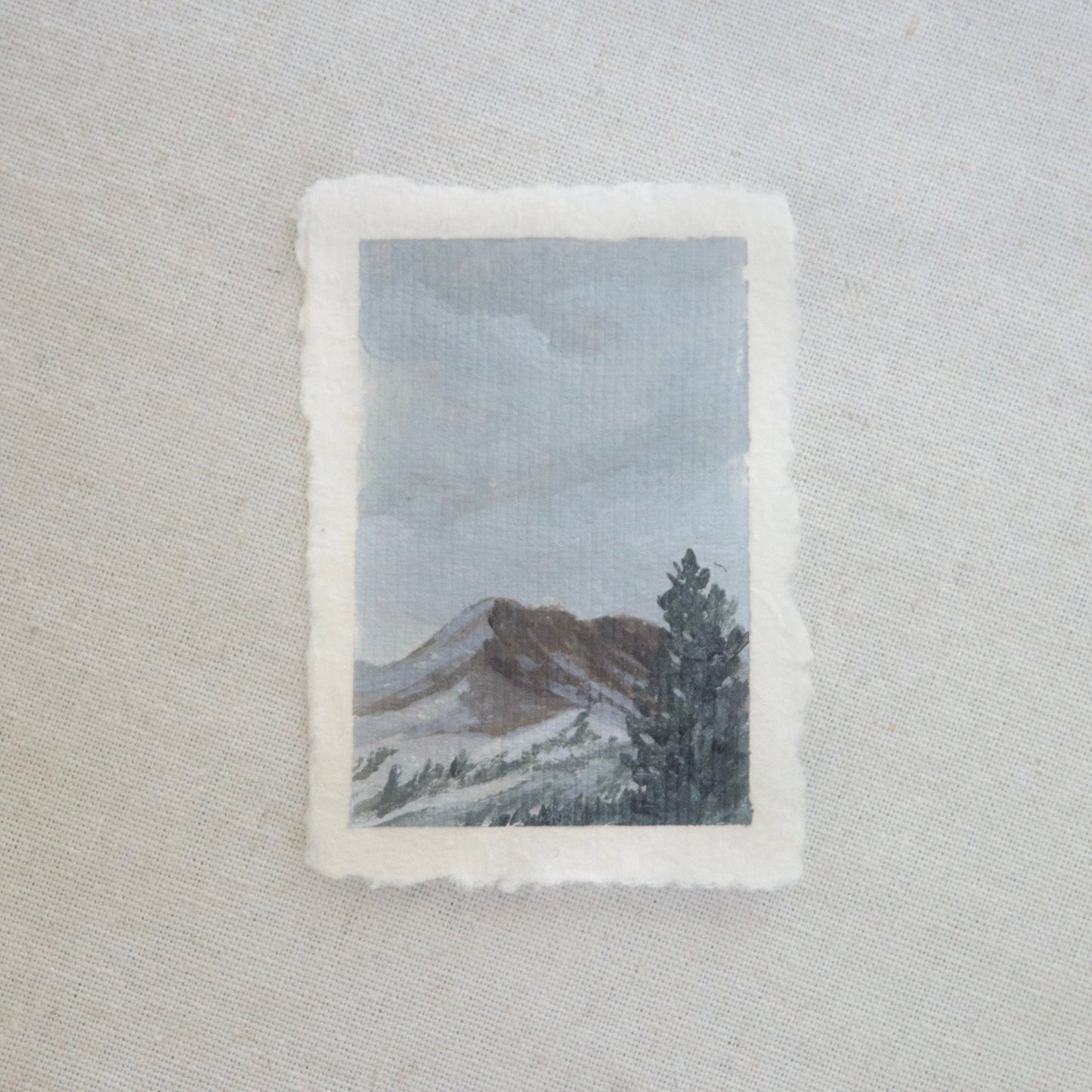Brokeoff Mountain in Lassen Volcanic miniature acrylic painting from Lassen Volcanic National Park by Laura Van Moorleghem