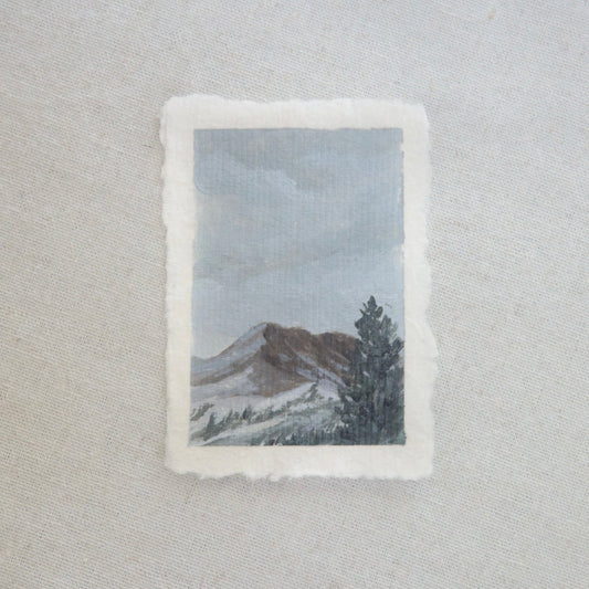 Brokeoff Mountain in Lassen Volcanic miniature acrylic painting from Lassen Volcanic National Park by Laura Van Moorleghem