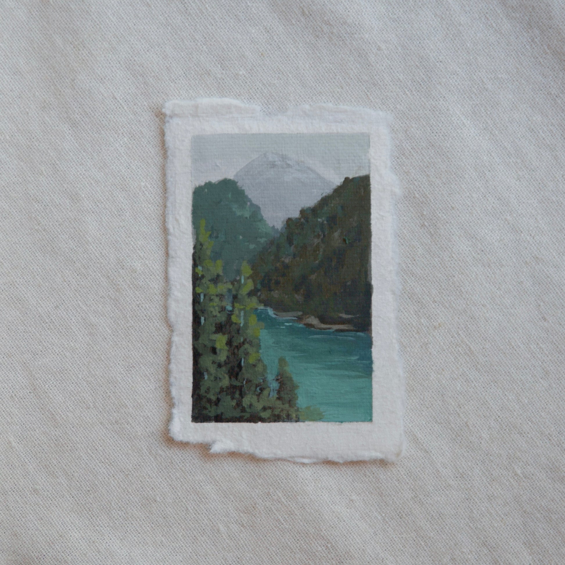 cascade mountains in North cascades miniature gouache painting from North cascades National Park by Laura Van Moorleghem