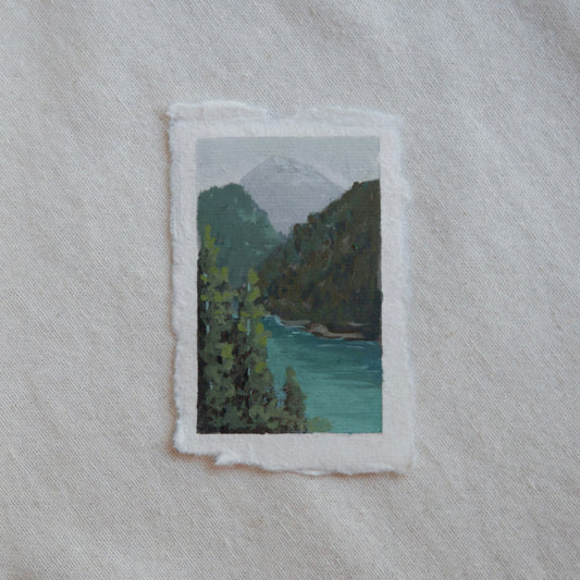 cascade mountains in North cascades miniature gouache painting from North cascades National Park by Laura Van Moorleghem