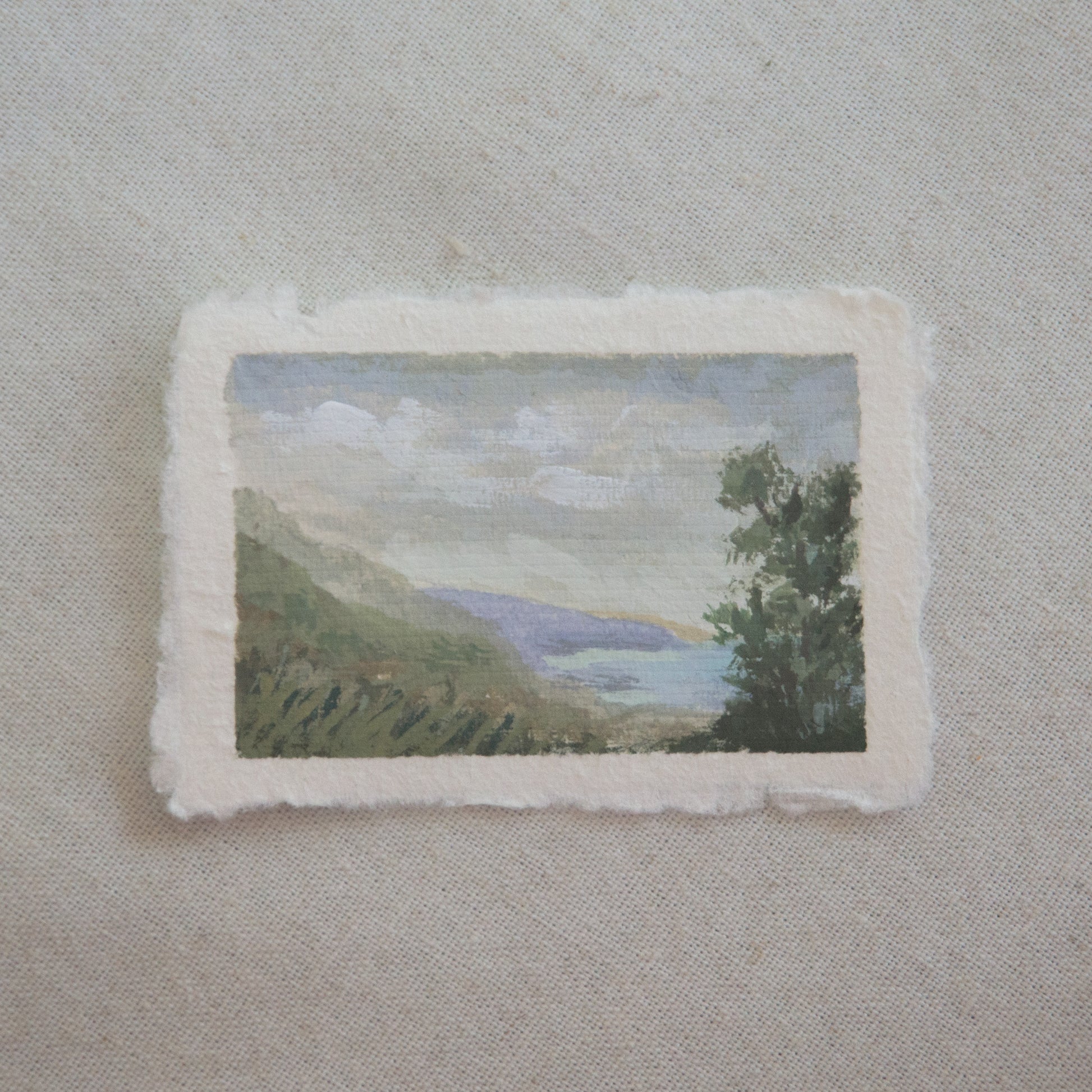 Channel Islands hillsidescape miniature gouache painting from Channel IslandsNational Park by Laura Van Moorleghem