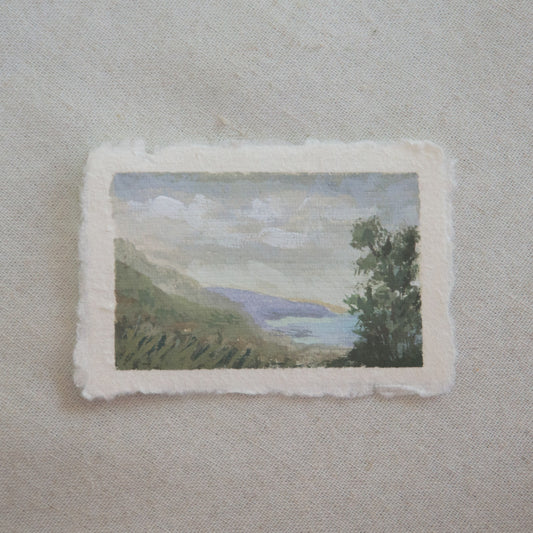 Channel Islands hillsidescape miniature gouache painting from Channel IslandsNational Park by Laura Van Moorleghem
