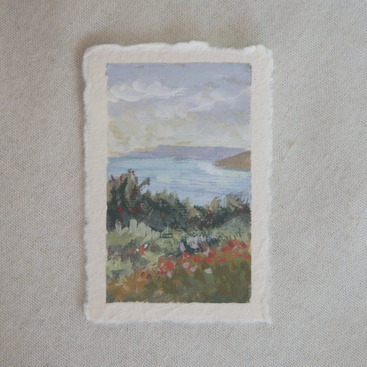 overlook of Channel Islands miniature acrylic painting from Channel Islands National Park by Laura Van Moorleghem