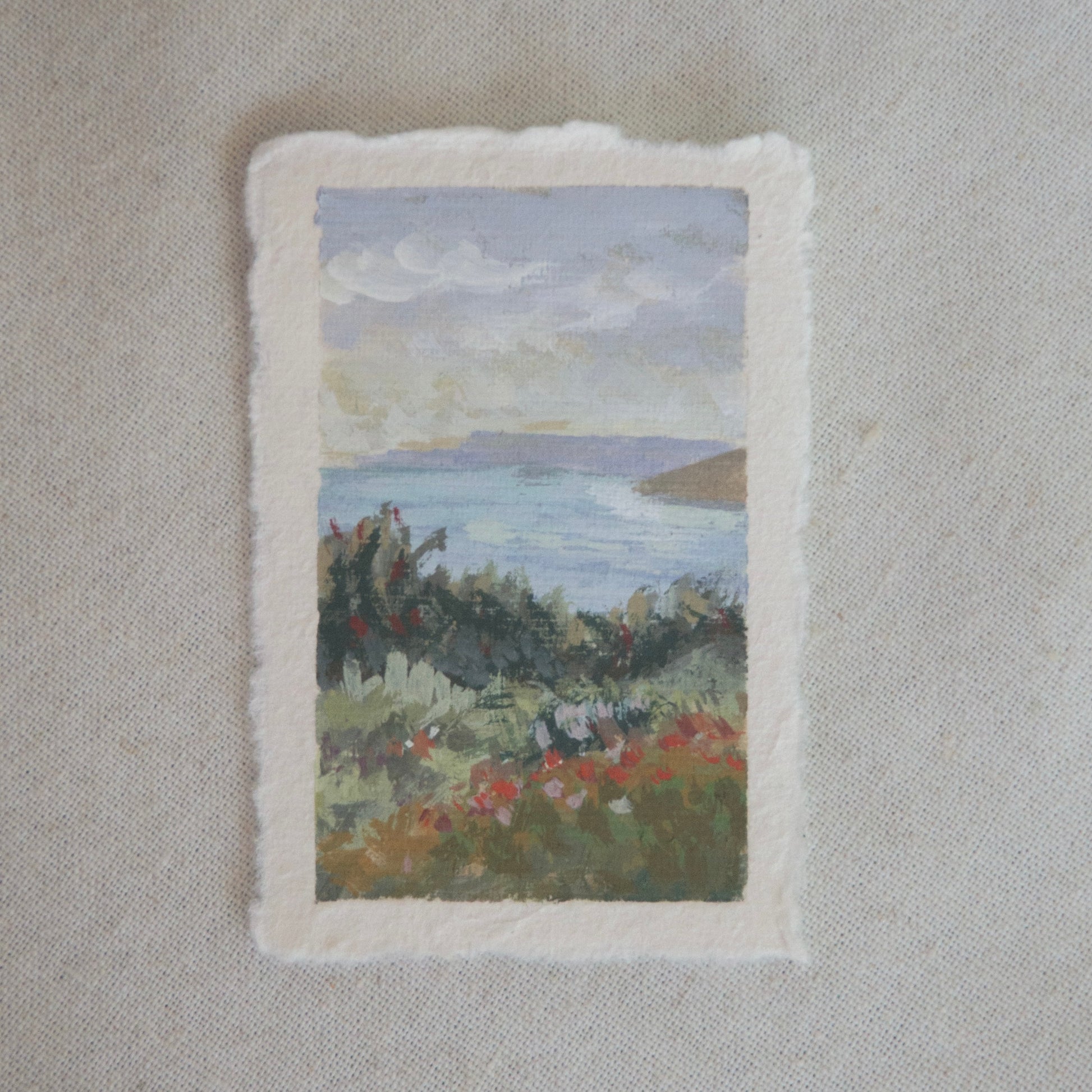 overlook of Channel Islands miniature acrylic painting from Channel Islands National Park by Laura Van Moorleghem