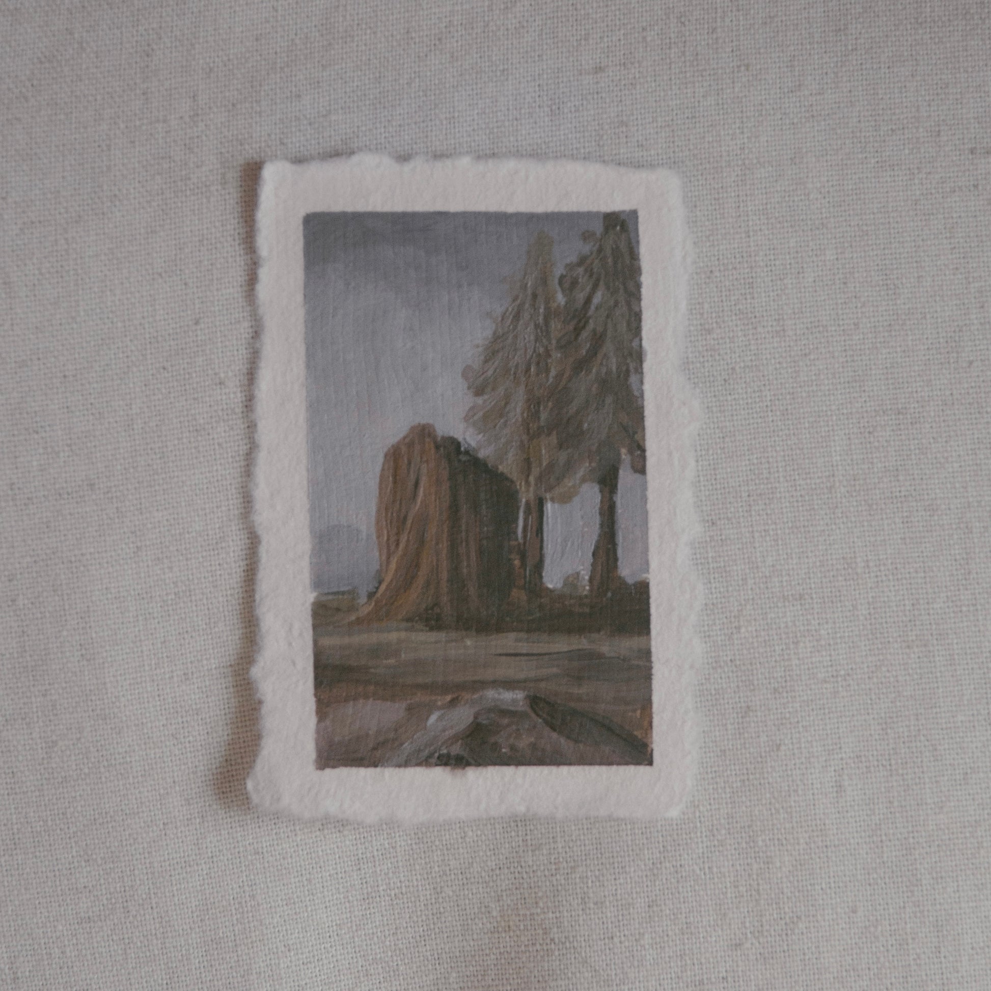 miniature acrylic painting of Chicago stump from Sequoia National Park by Laura Van Moorleghem