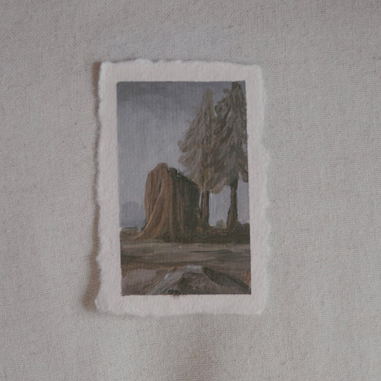 miniature acrylic painting of Chicago stump from Sequoia National Park by Laura Van Moorleghem