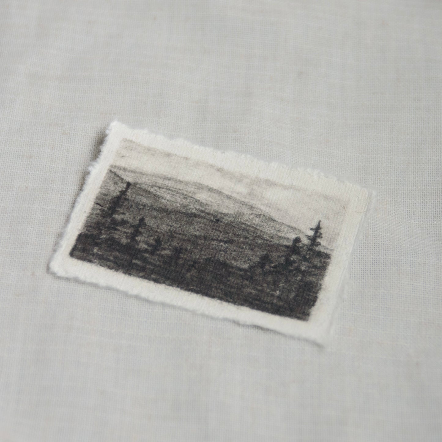 Side view of a miniature landscape sketch of the view from Clingmans Dome in Great Smoky Mountains National Park.
