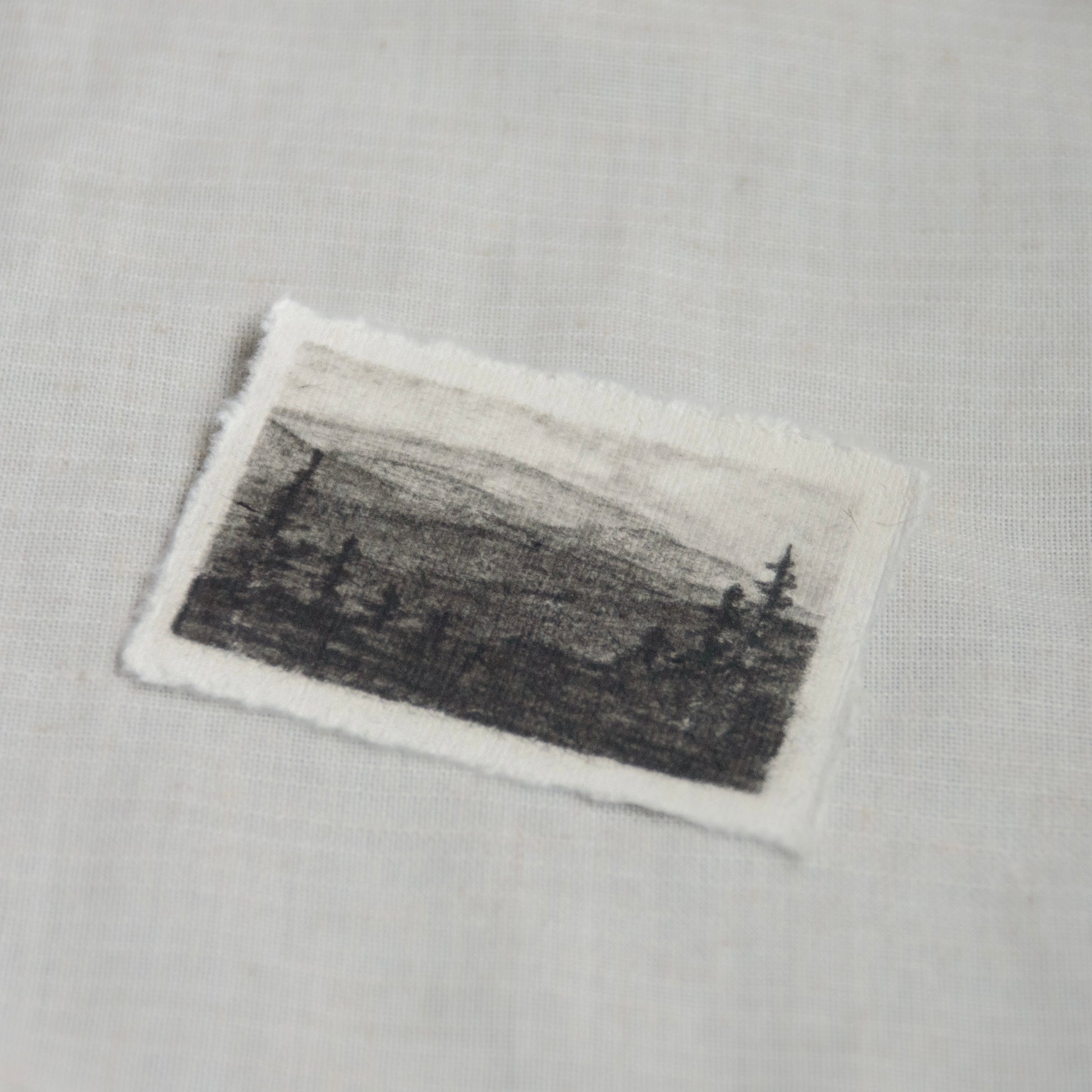 Side view of a miniature landscape sketch of the view from Clingmans Dome in Great Smoky Mountains National Park.