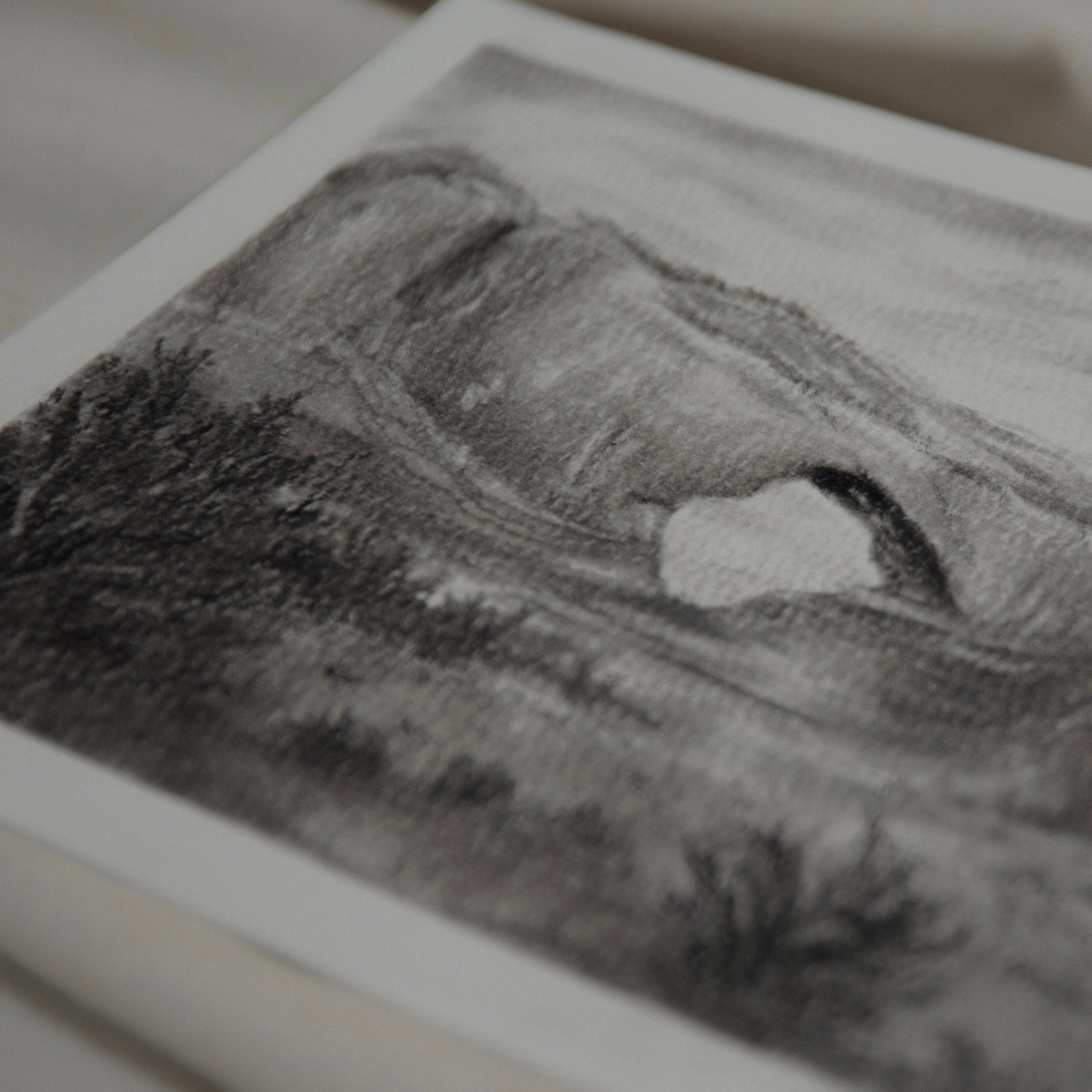 close up detail of a charcoal study from arches national park
