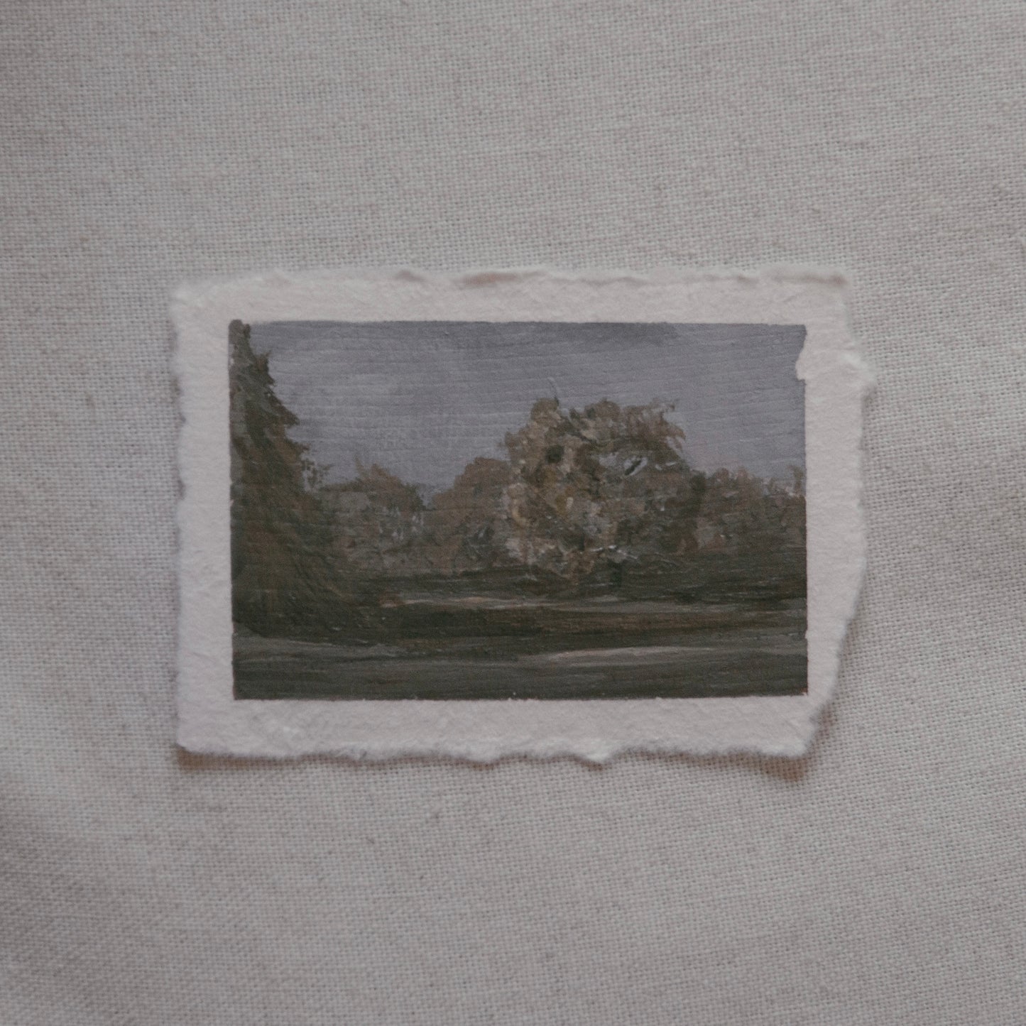Sequoia meadow with light miniature acrylic painting from Sequoia National Park by Laura Van Moorleghem