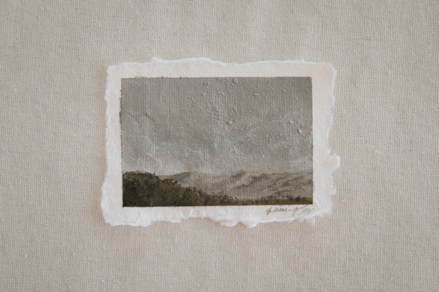 Great Sand Dunes and grassy hillsides Mountains miniature acrylic painting from Great Sand Dunes National Park by Laura Van Moorleghem