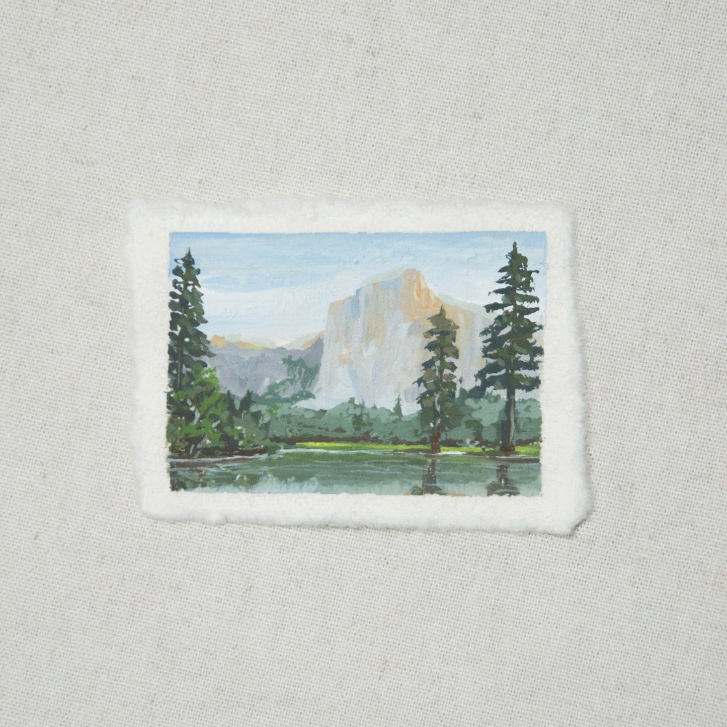 El Capitan miniature gouache painting from Yosemite National Park by Laura Van Moorleghem