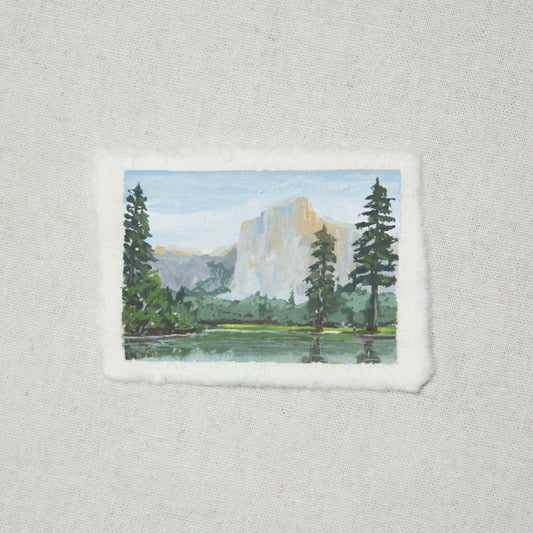 El Capitan miniature gouache painting from Yosemite National Park by Laura Van Moorleghem
