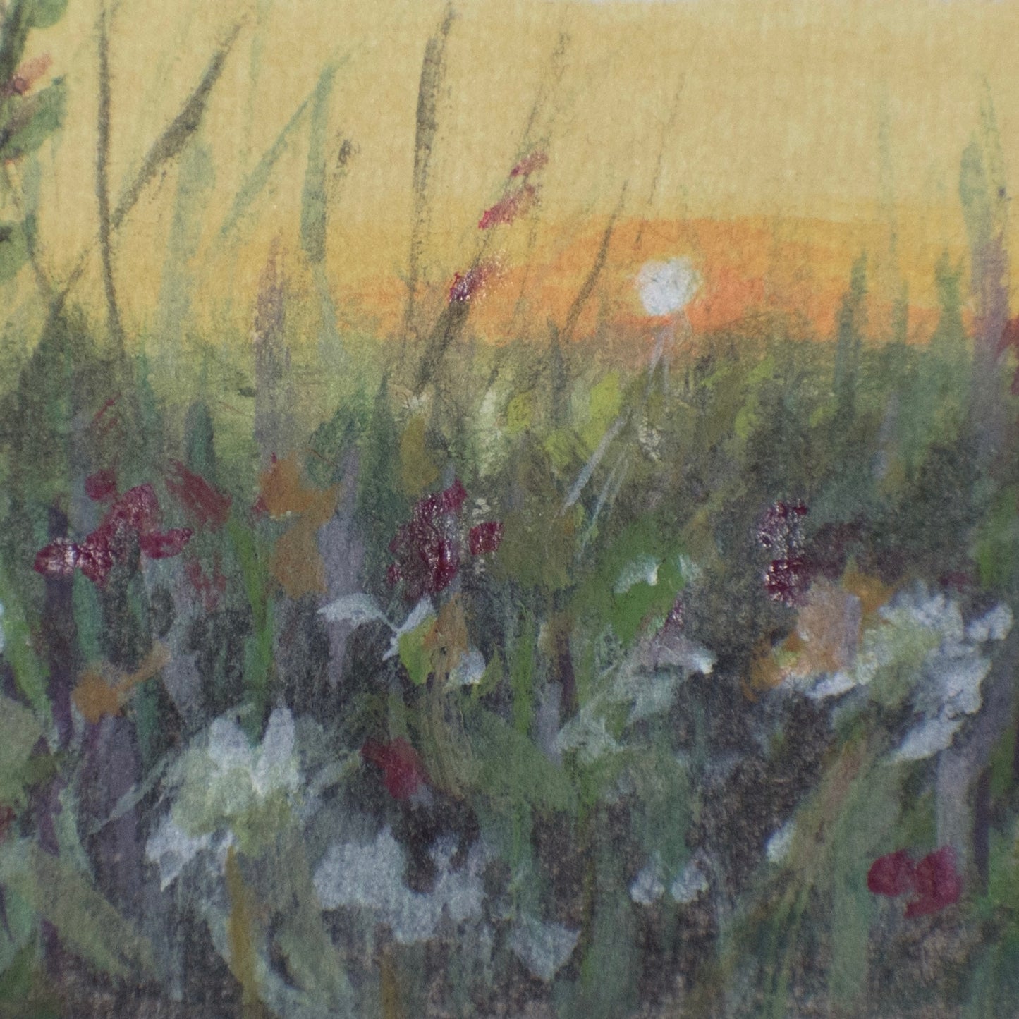 close-up detail of mini floral field artwork