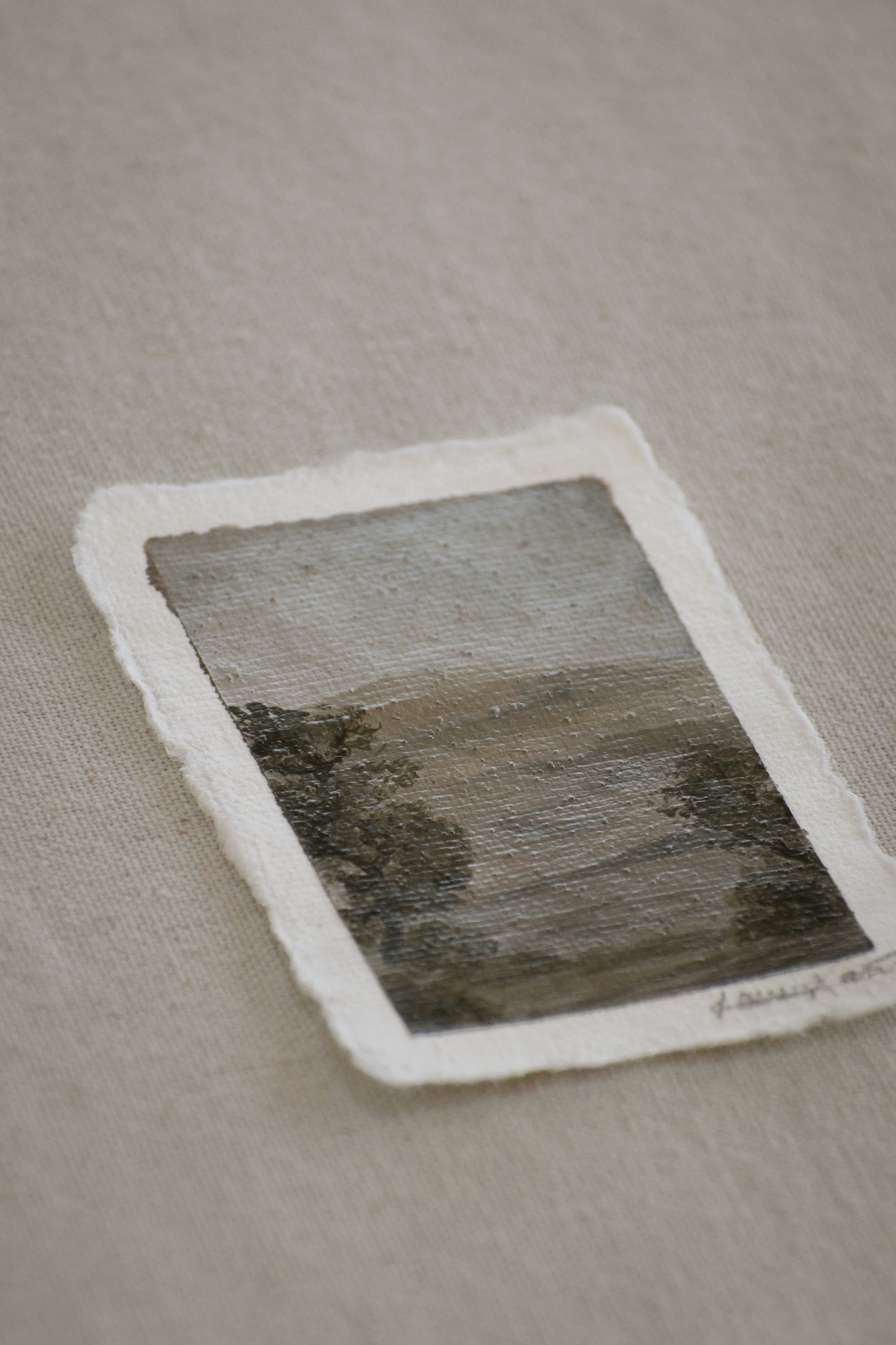 Side profile of Great Sand Dunes with embedded Great Sand Dunes sand acrylic painting on deckled edge 100% cotton rag paper