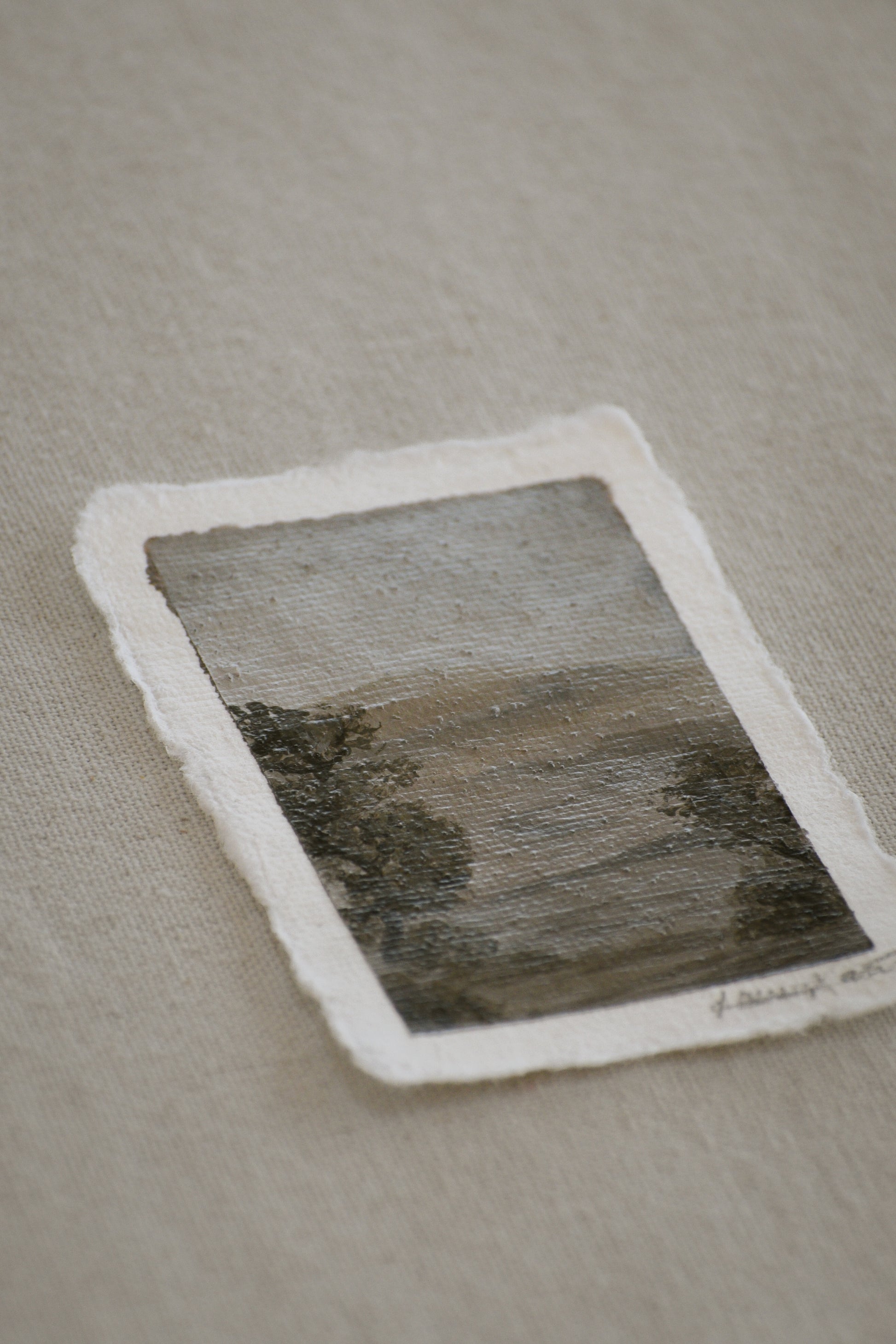 Side profile of Great Sand Dunes with embedded Great Sand Dunes sand acrylic painting on deckled edge 100% cotton rag paper