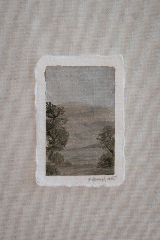 Small Original Great Sand Dunes miniature gouache painting from Great Sand Dunes National Park by Laura Van Moorleghem with sand embedded into 100% cotton rag paper