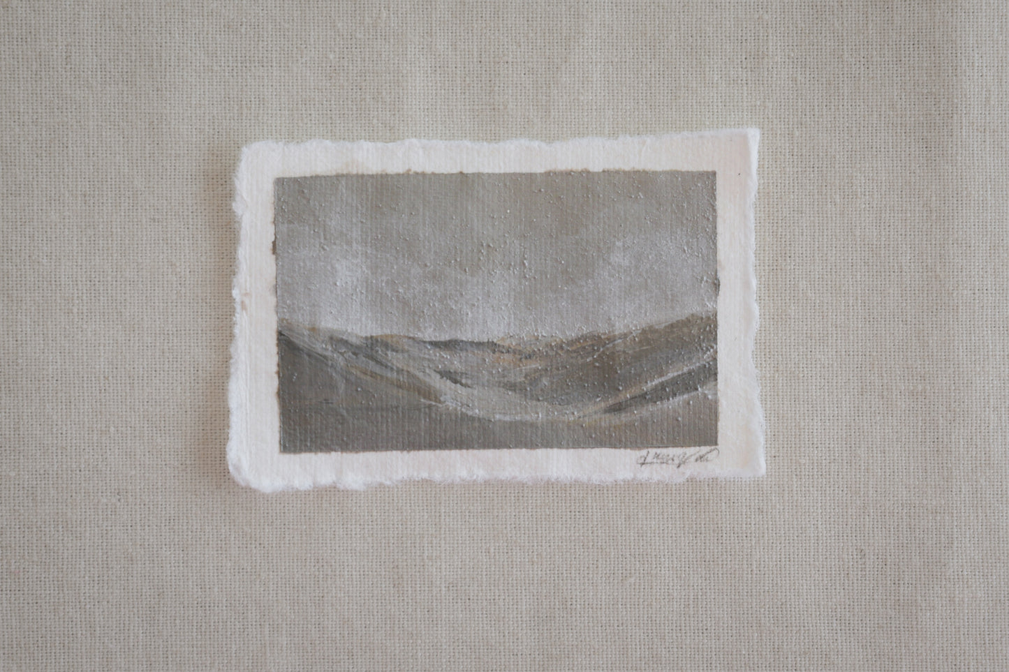 Great Sand Dunes landscape miniature acrylic painting from Great Sand Dunes National Park by Laura Van Moorleghem with embedded sand from the park