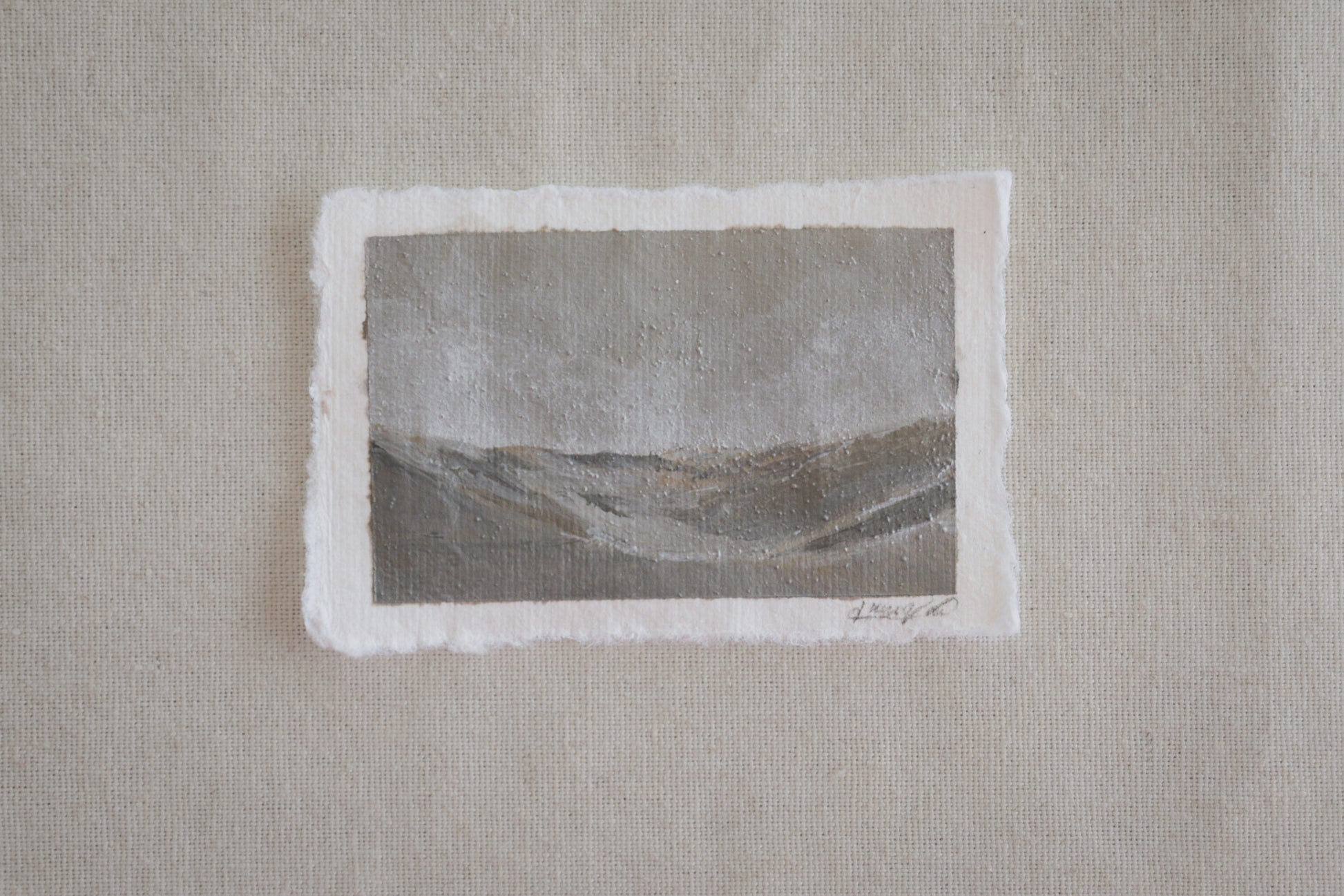 Great Sand Dunes landscape miniature acrylic painting from Great Sand Dunes National Park by Laura Van Moorleghem with embedded sand from the park