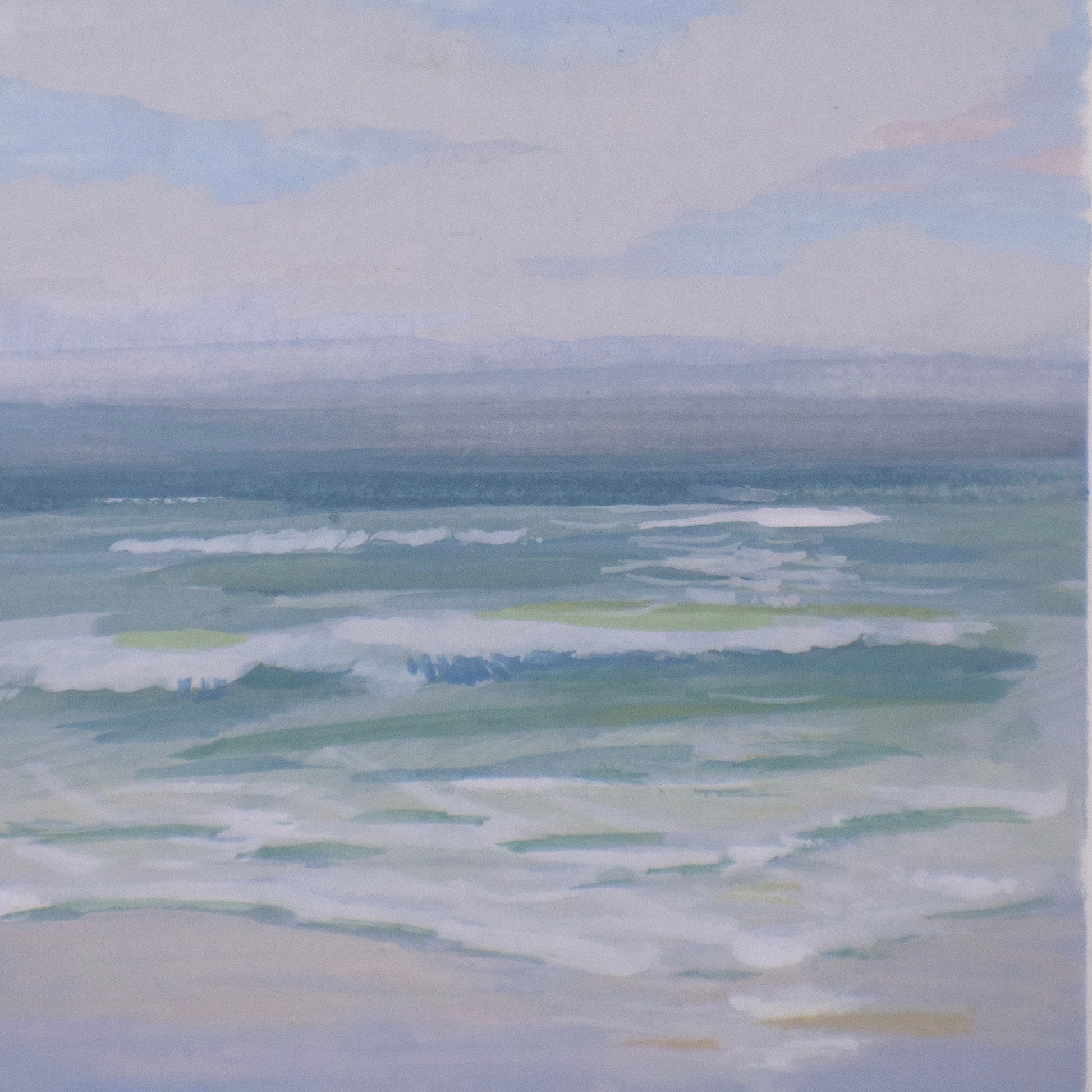 Close-up detail of plein air brushstrokes and wave textures in gulf shores at gulf islands national seashore  art
