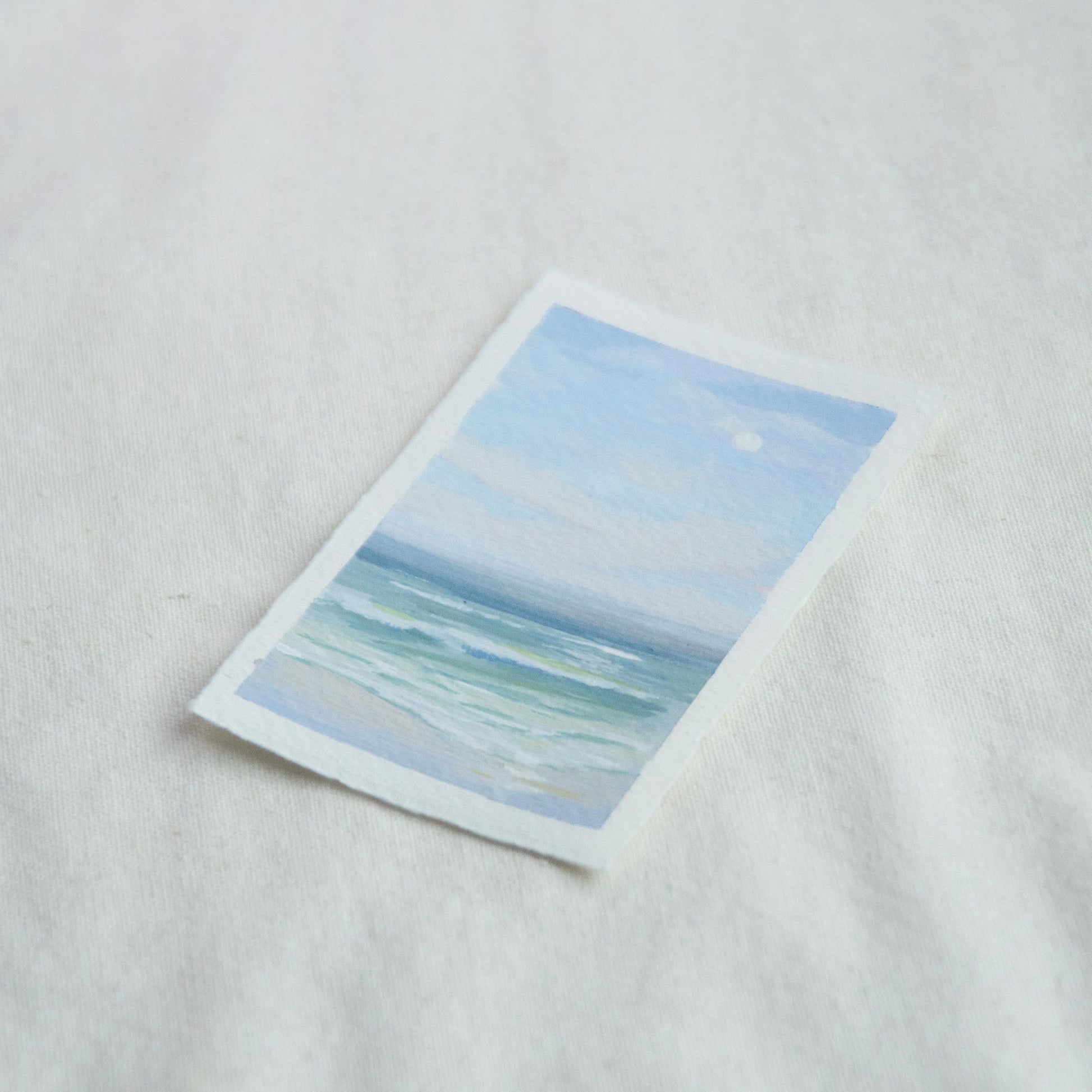Side profile of gulf shores in gulf islands national seashore painting on deckled edge 100% cotton rag paper