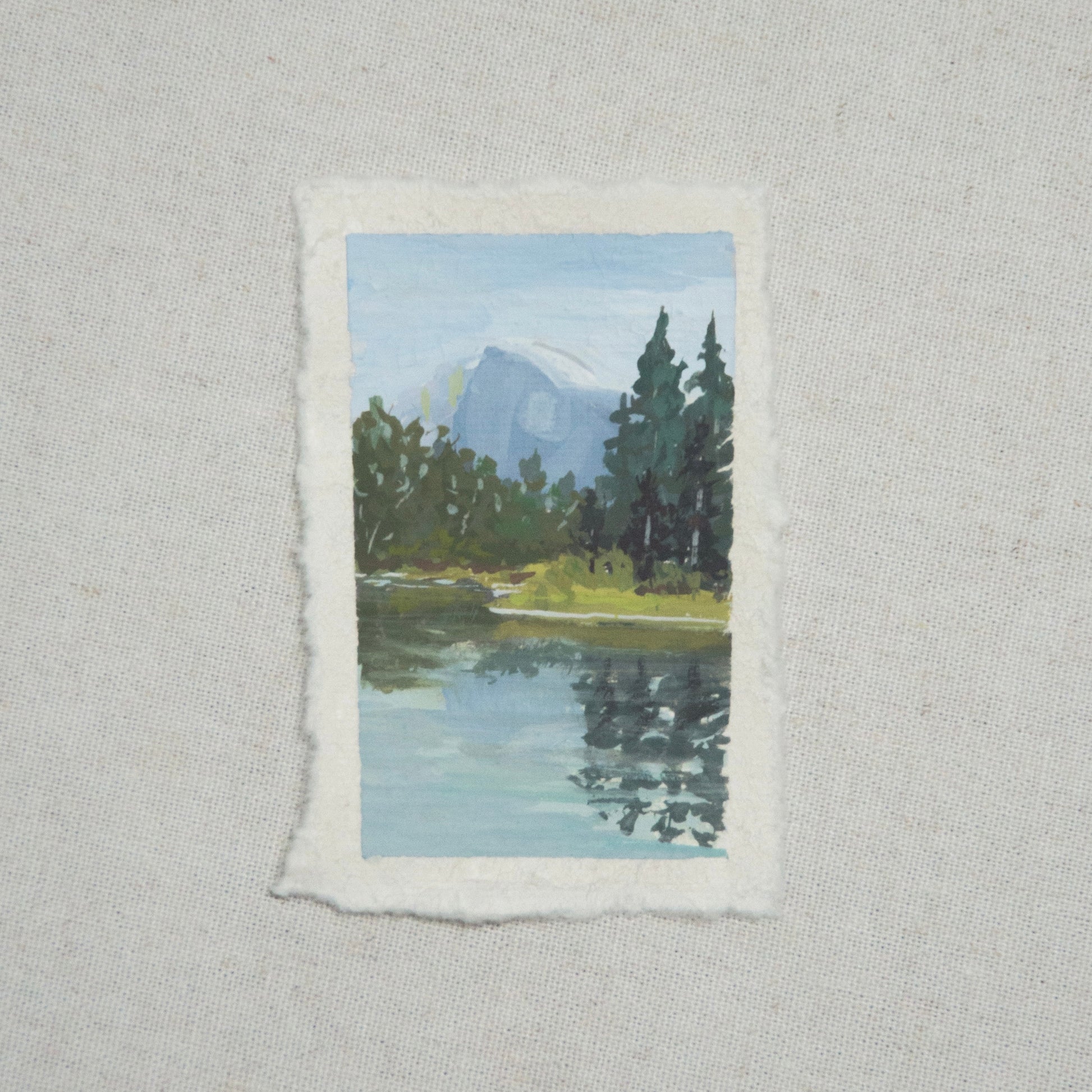 Half Dome miniature gouache painting from Yosemite National Park by Laura Van Moorleghem