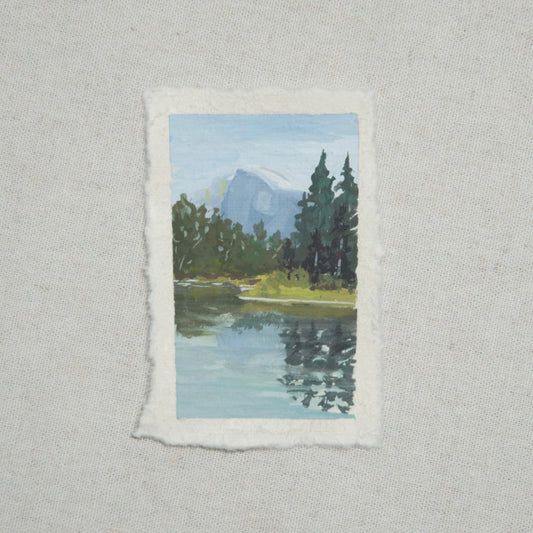 Half Dome miniature gouache painting from Yosemite National Park by Laura Van Moorleghem